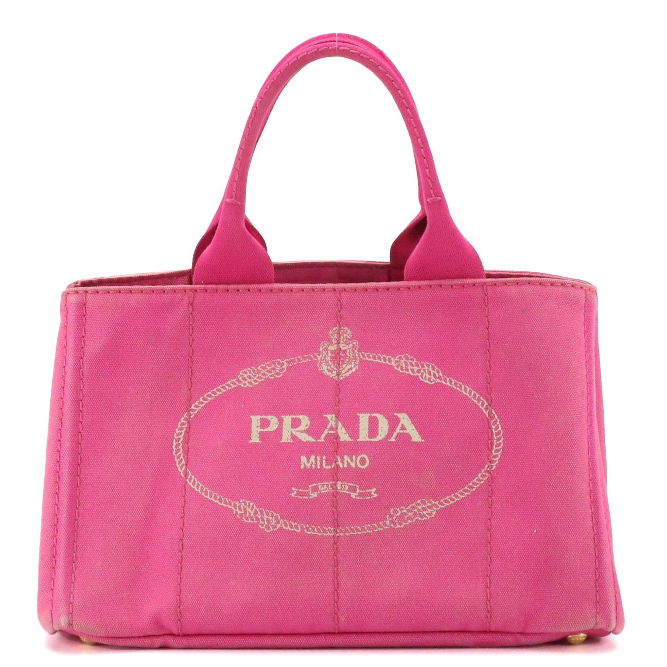 Prada Pink Canapa Logo Canvas Tote
