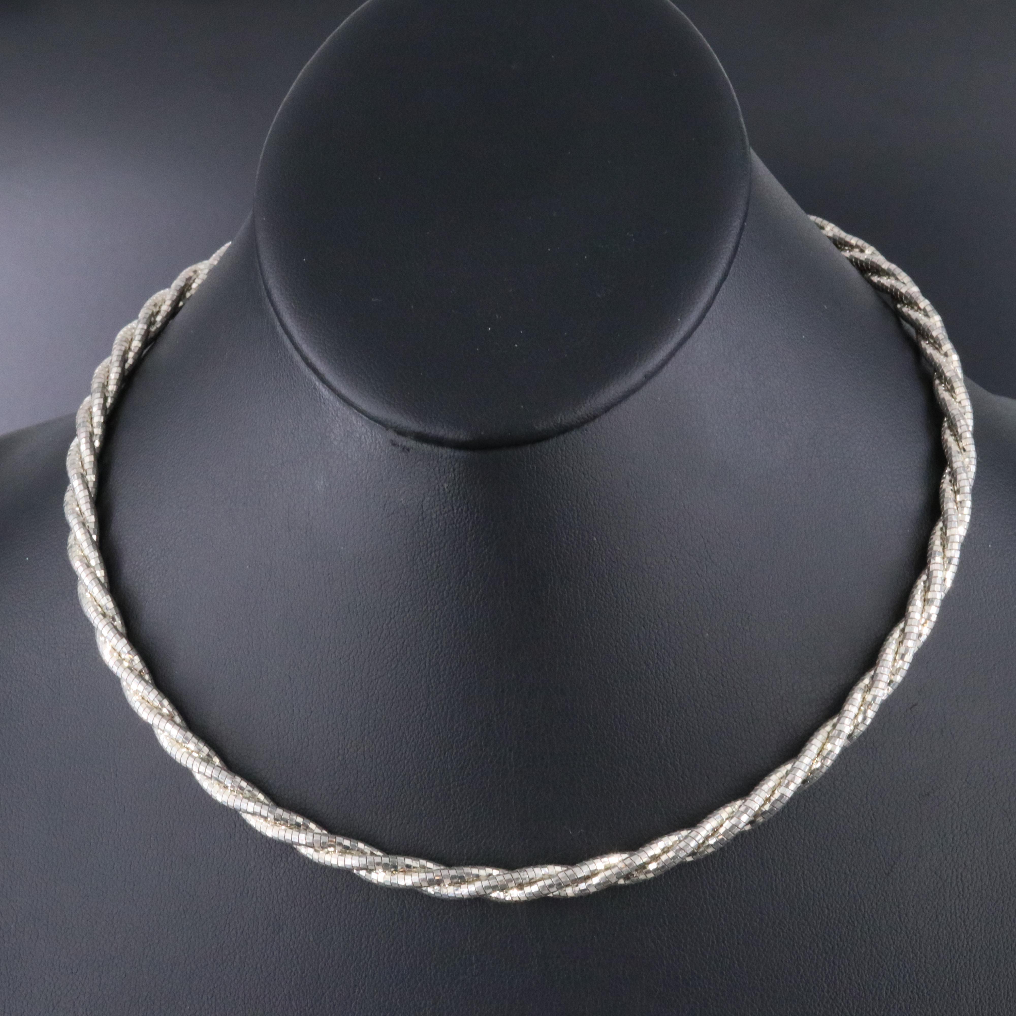 Italian Milor Sterling Braided Chain Necklace
