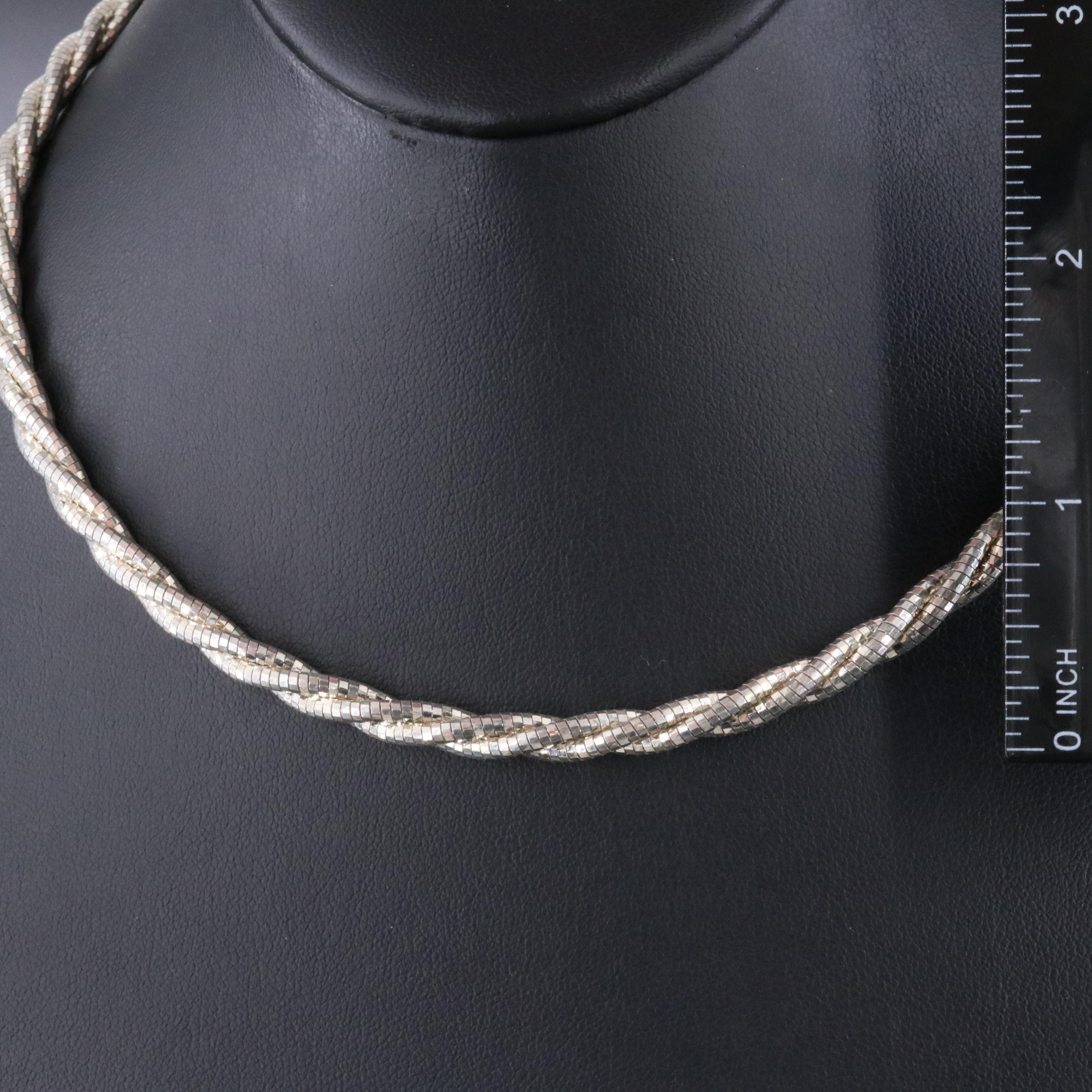 Italian Milor Sterling Braided Chain Necklace