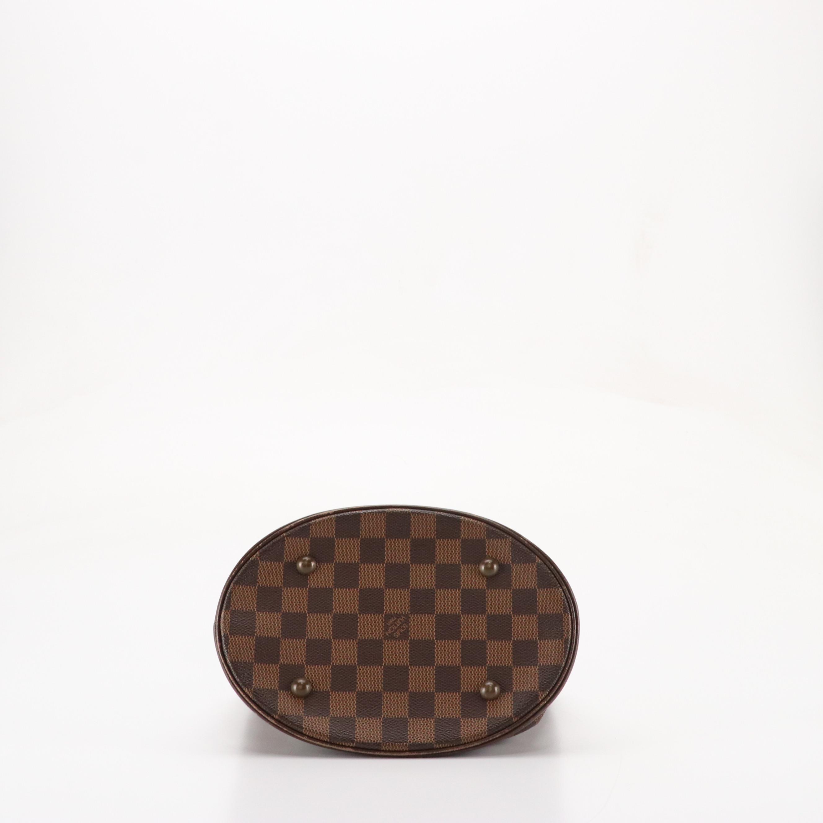 Louis Vuitton Marais Bucket Bag in Damier Ebene Canvas and Brown Leather