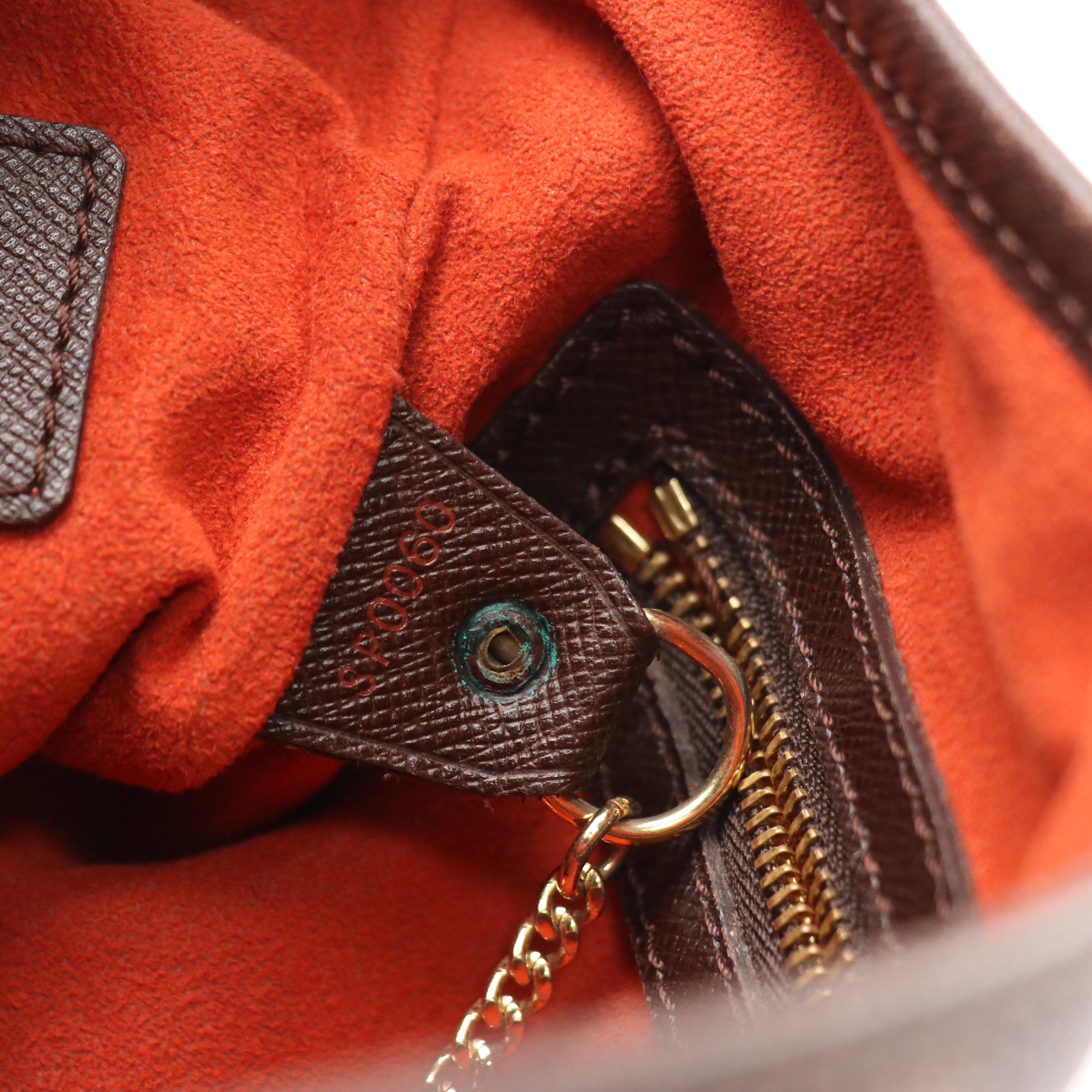 Louis Vuitton Marais Bucket Bag in Damier Ebene Canvas and Brown Leather