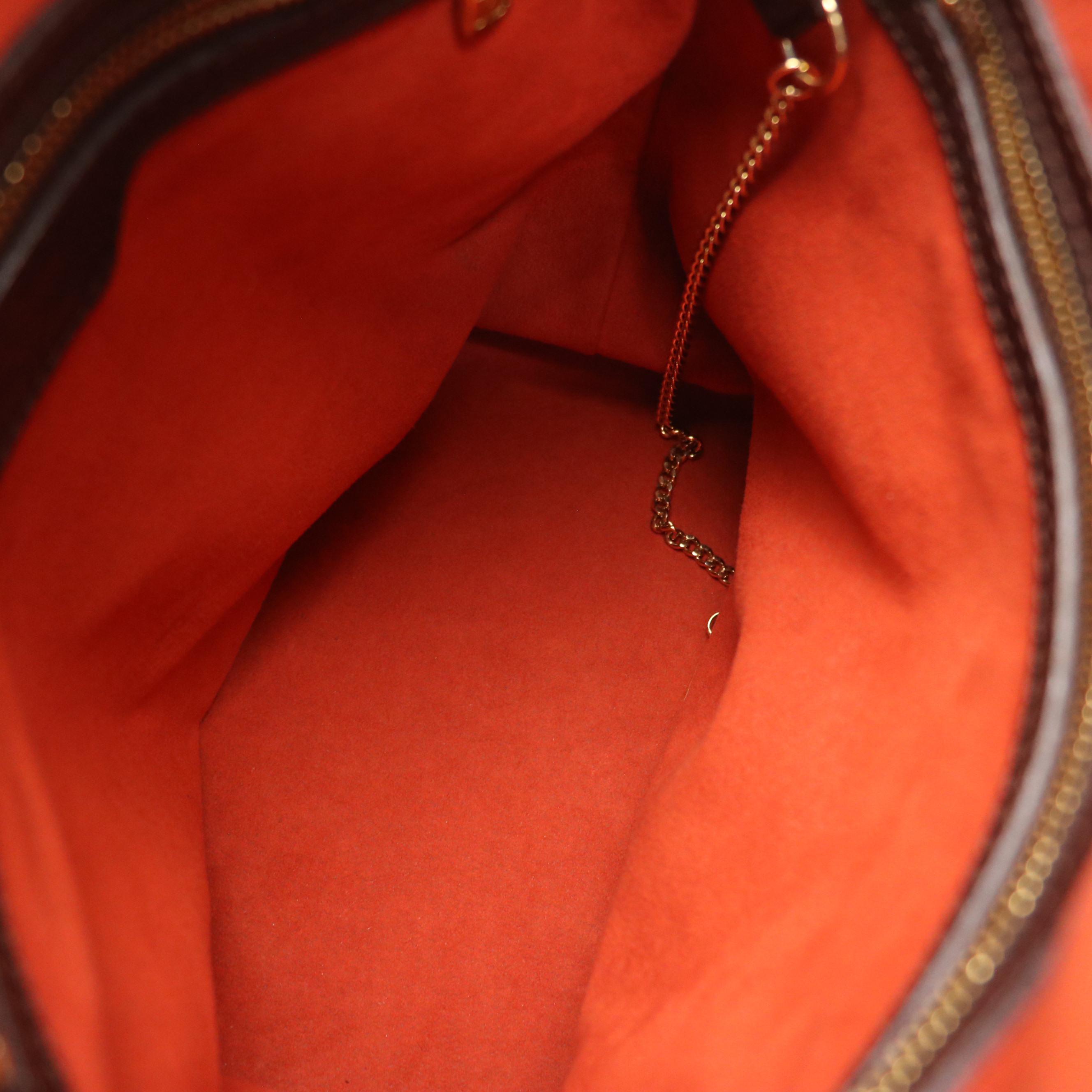 Louis Vuitton Marais Bucket Bag in Damier Ebene Canvas and Brown Leather