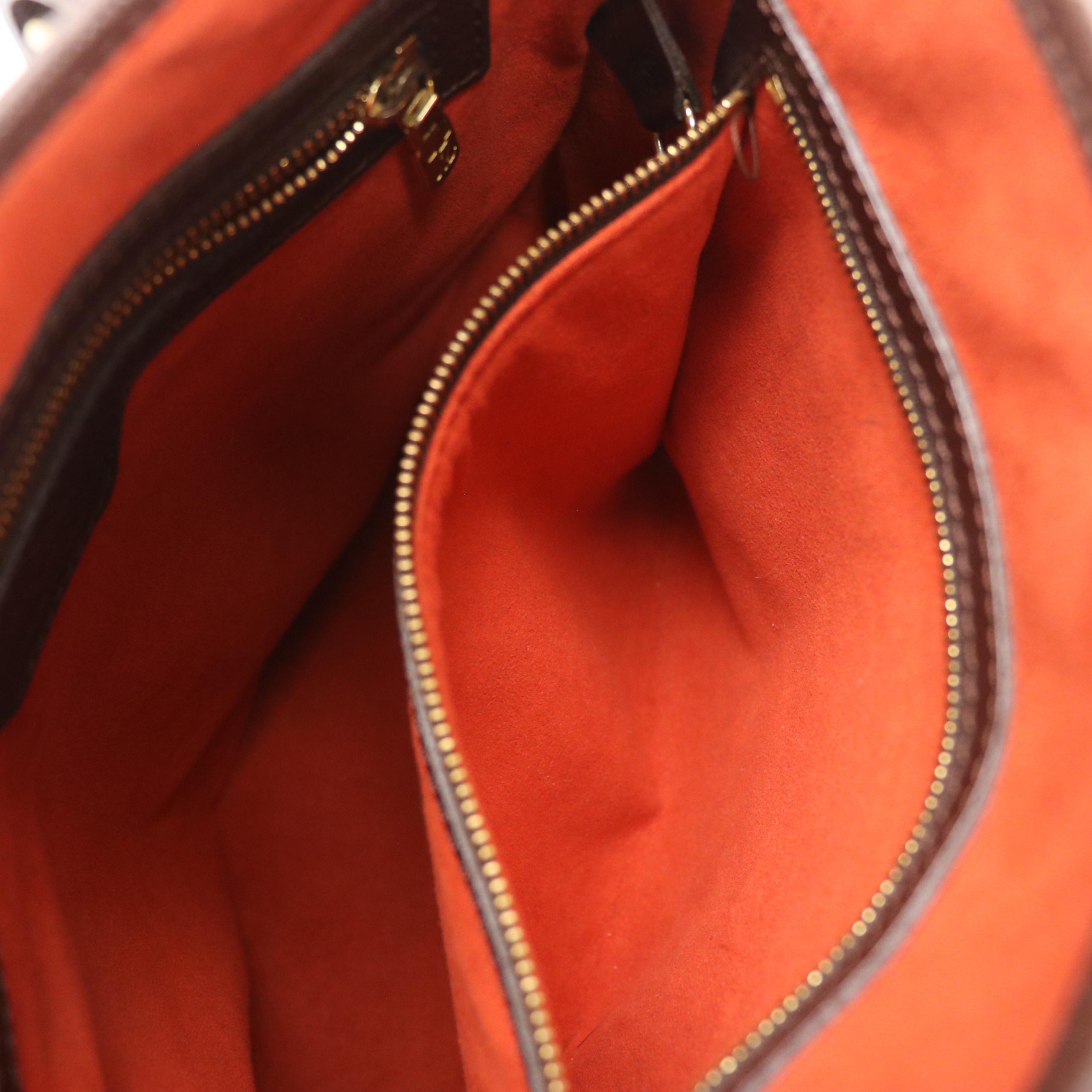 Louis Vuitton Marais Bucket Bag in Damier Ebene Canvas and Brown Leather