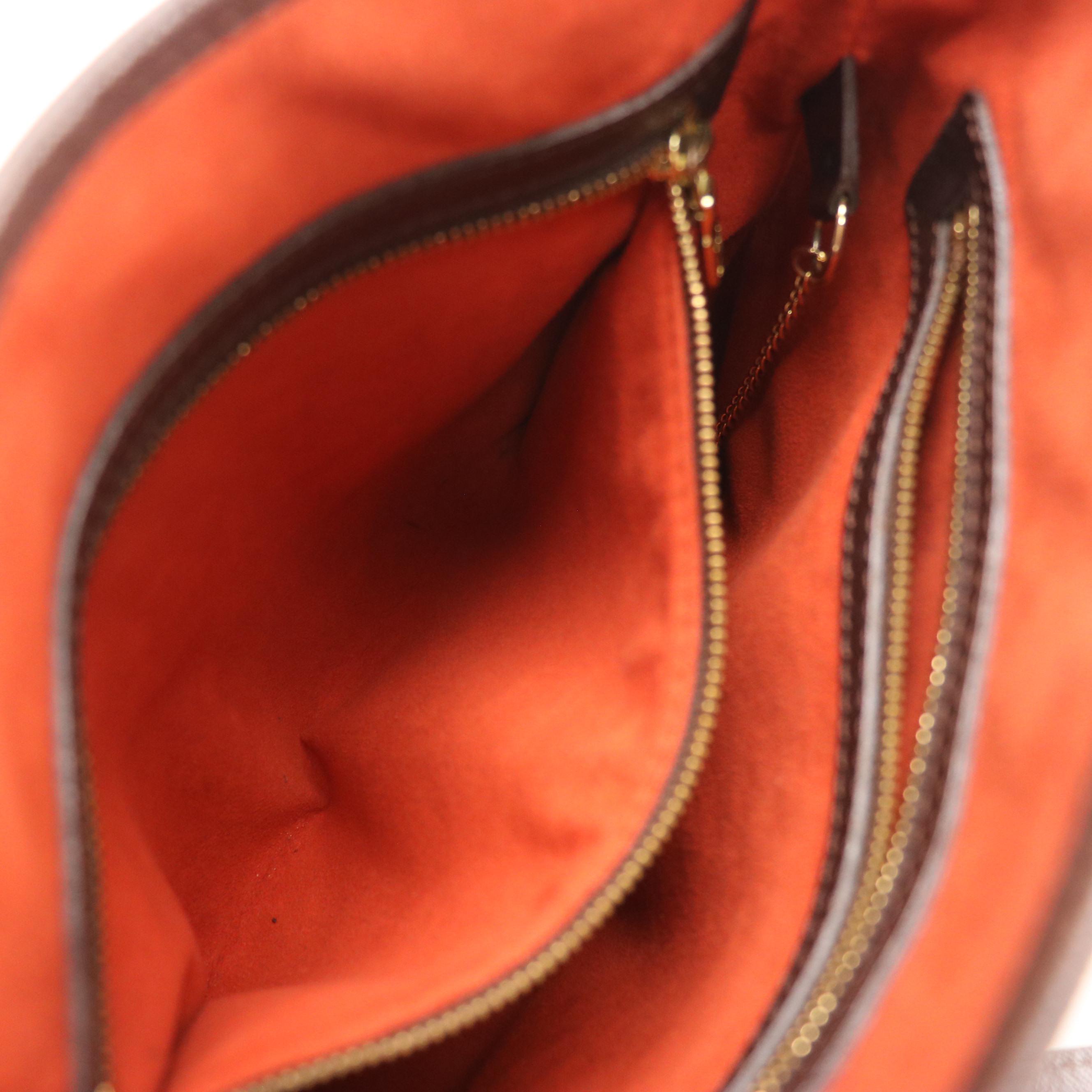 Louis Vuitton Marais Bucket Bag in Damier Ebene Canvas and Brown Leather