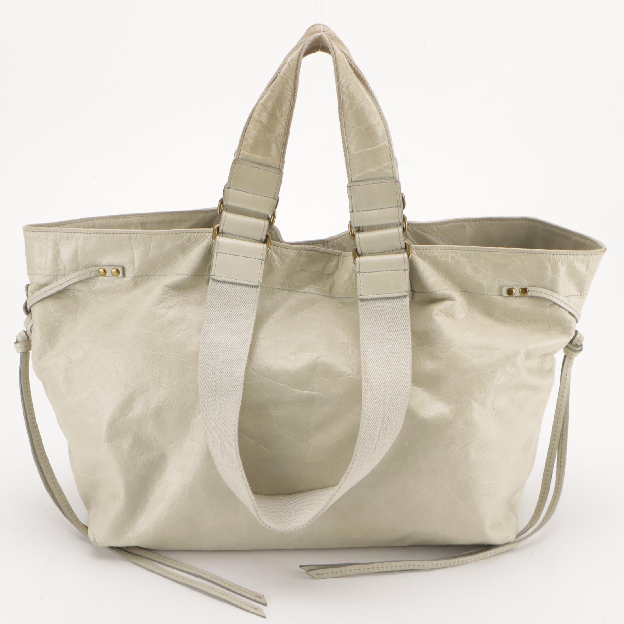 Isabel Marant Slouchy Two-Way Tote in Shiny Faded Mint Green Calfskin Leather