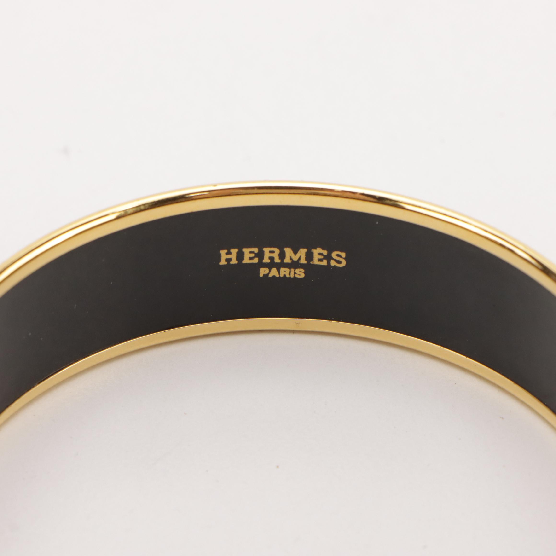 Hermès Horse and Carriage Equestrian Enamel Bangle Bracelet in Box