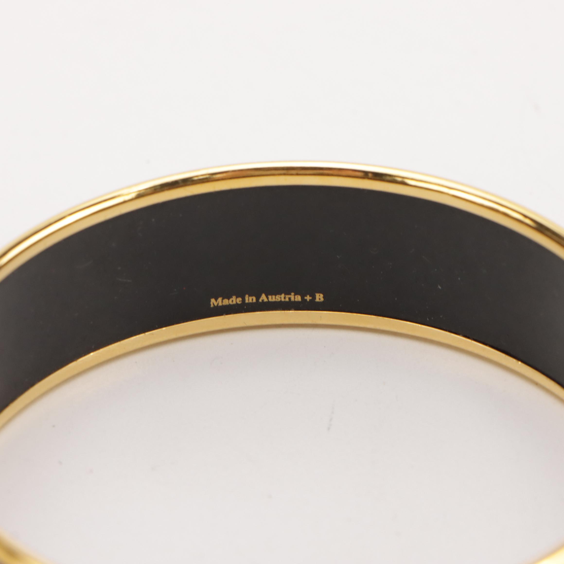 Hermès Horse and Carriage Equestrian Enamel Bangle Bracelet in Box