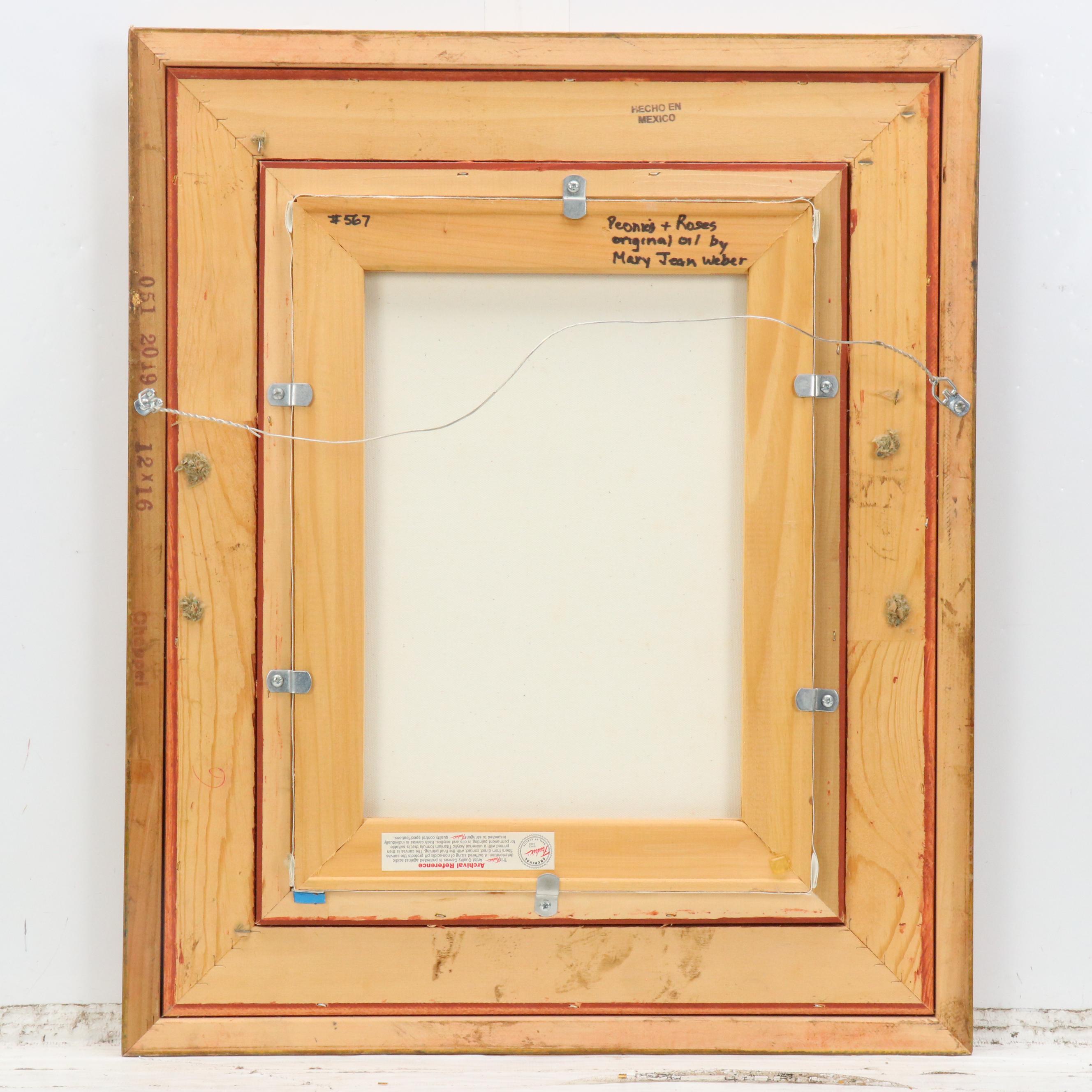 Mary Jane Weber Floral Still Life Oil Painting "Peonies + Roses," 2003