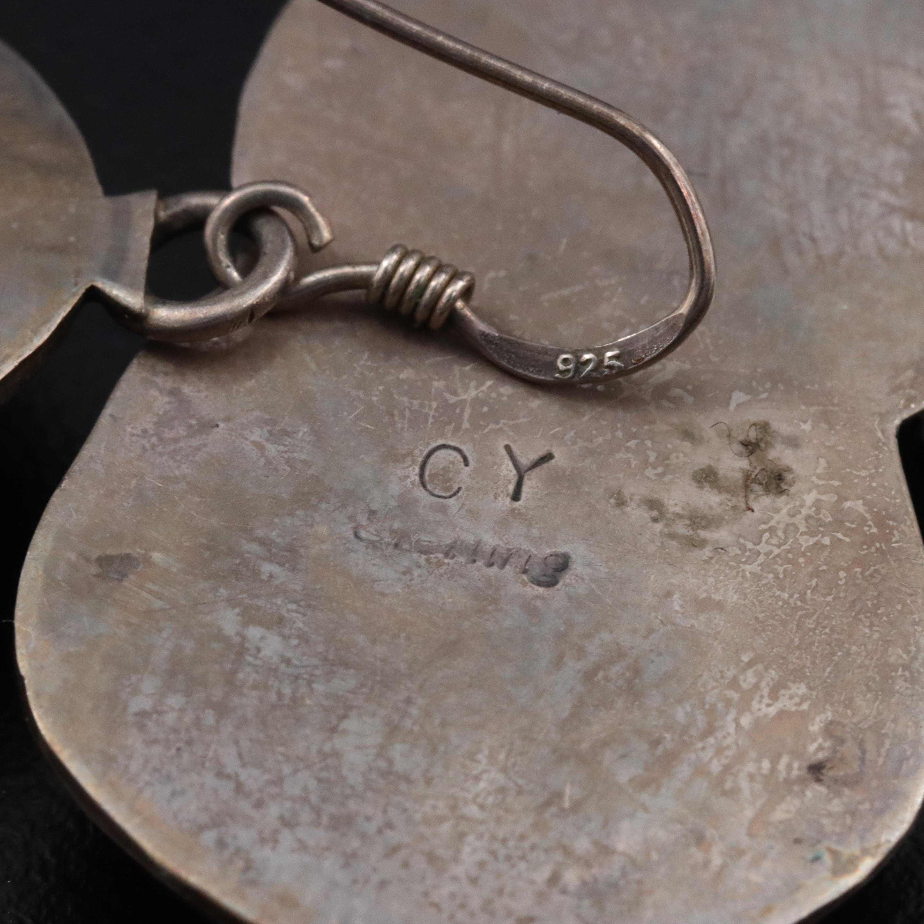 Turquoise and Spiny Oyster Pendant Earrings