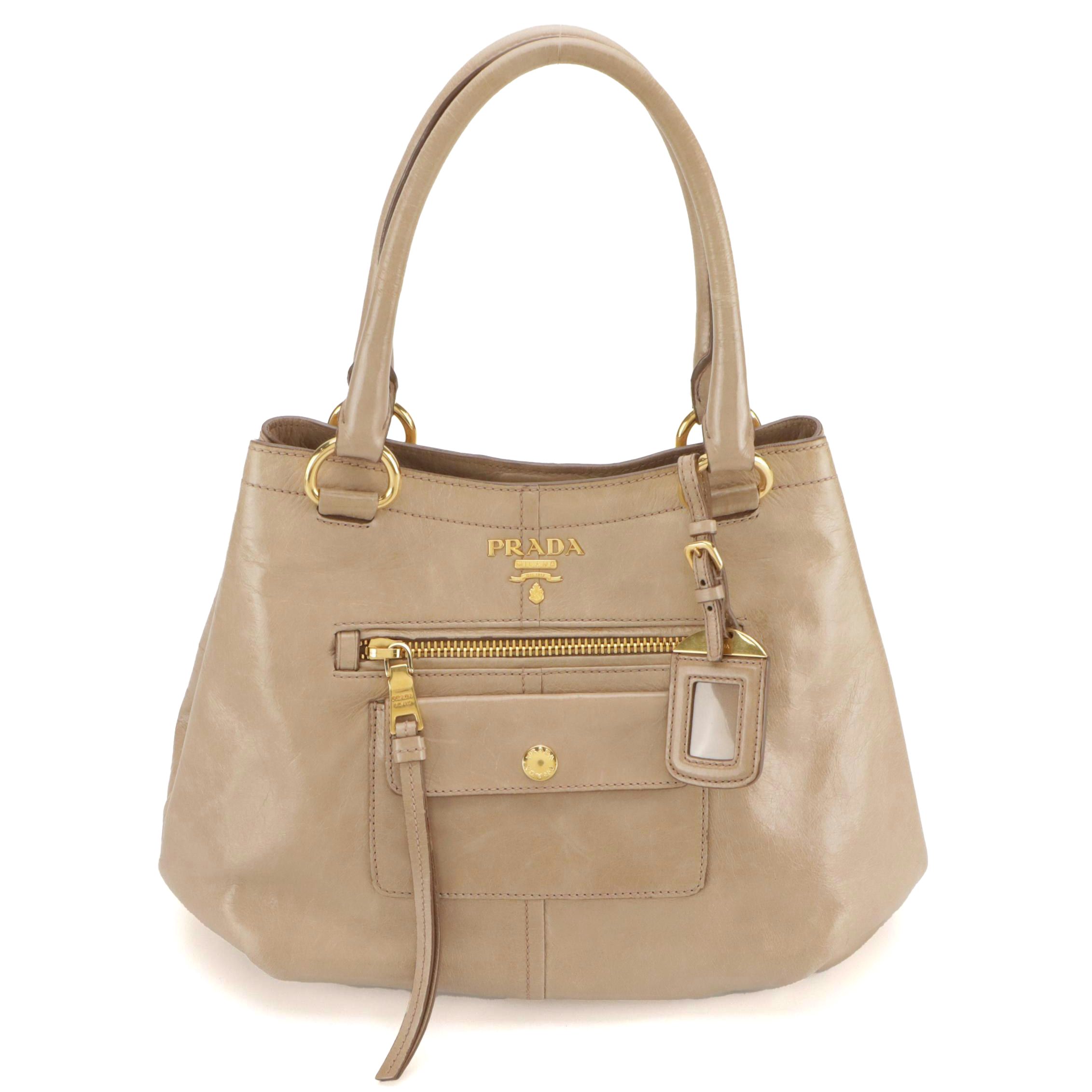 Prada Vitello Shine Leather Front Pocket Two-Way Bag