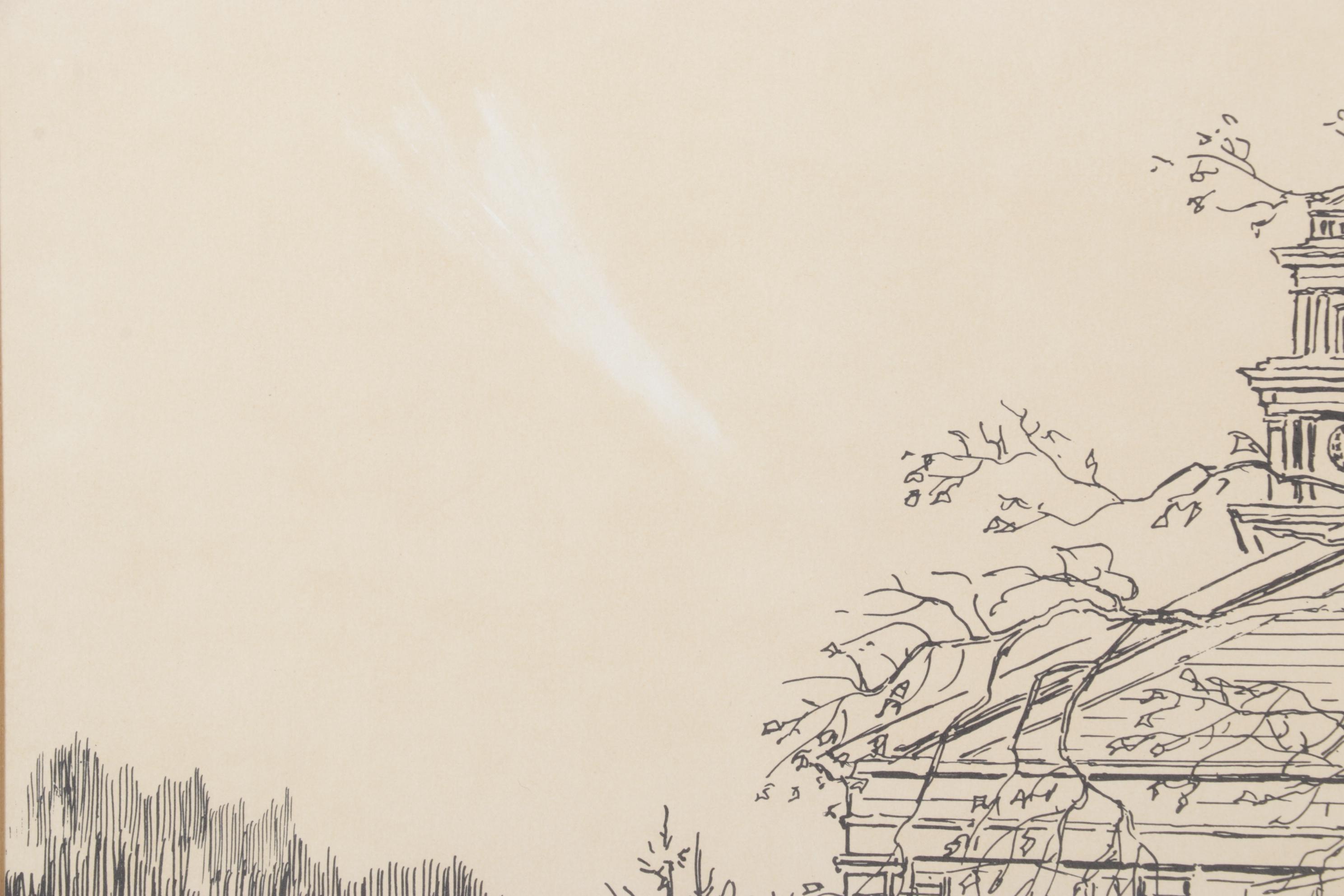 Cailly "Opera House, Granville, Ohio" Pen and Ink Style Lithograph