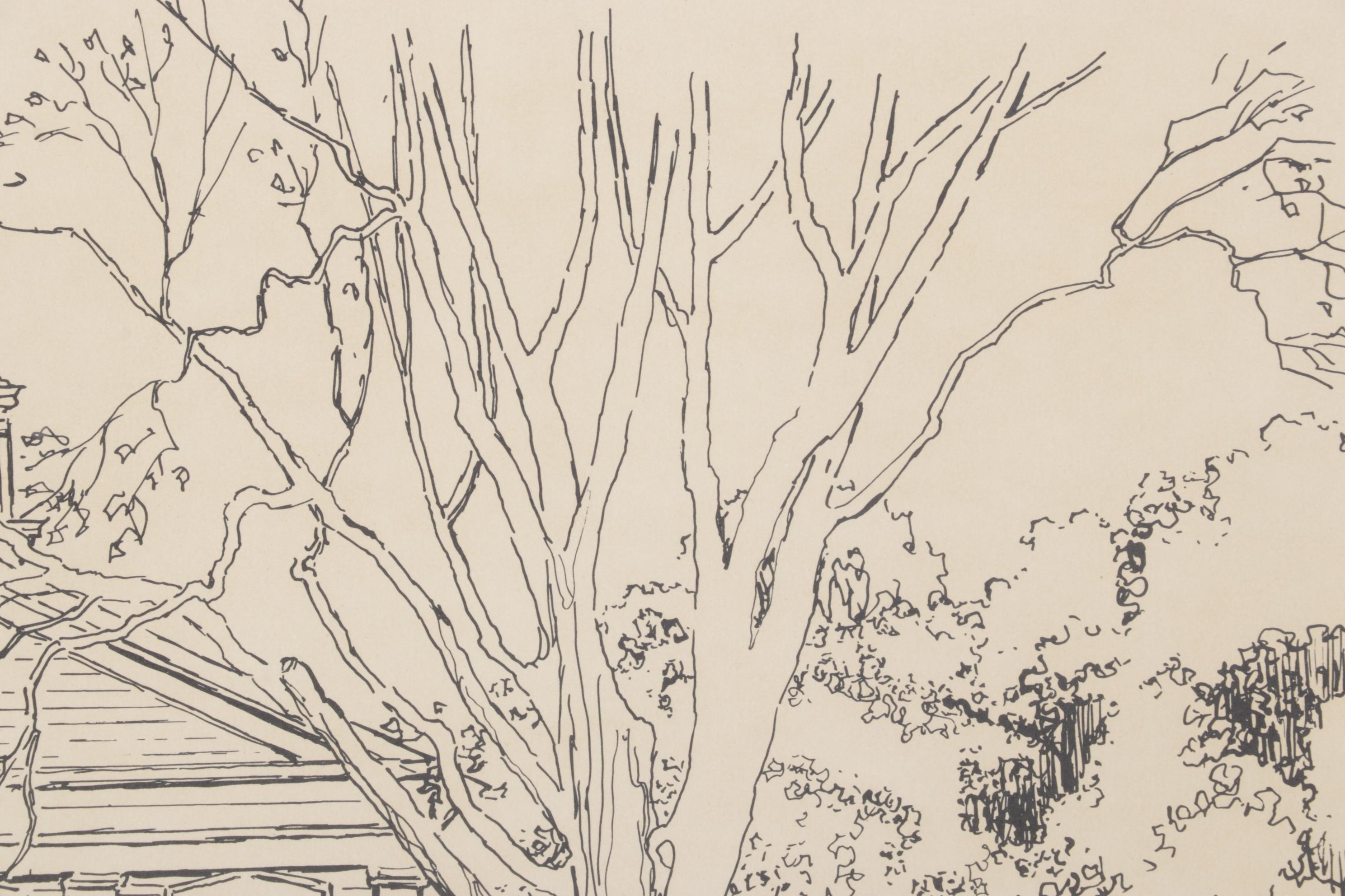 Cailly "Opera House, Granville, Ohio" Pen and Ink Style Lithograph