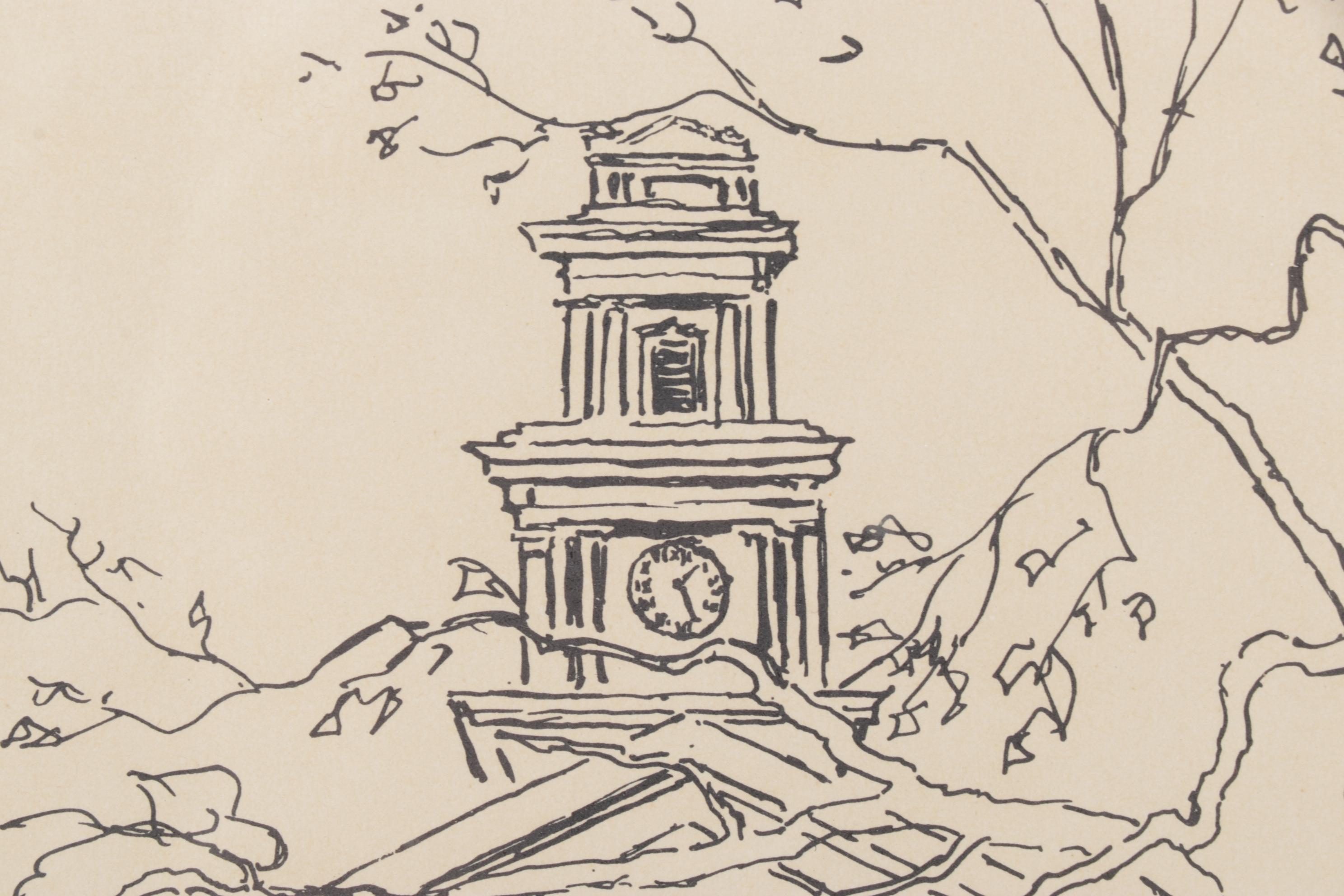 Cailly "Opera House, Granville, Ohio" Pen and Ink Style Lithograph