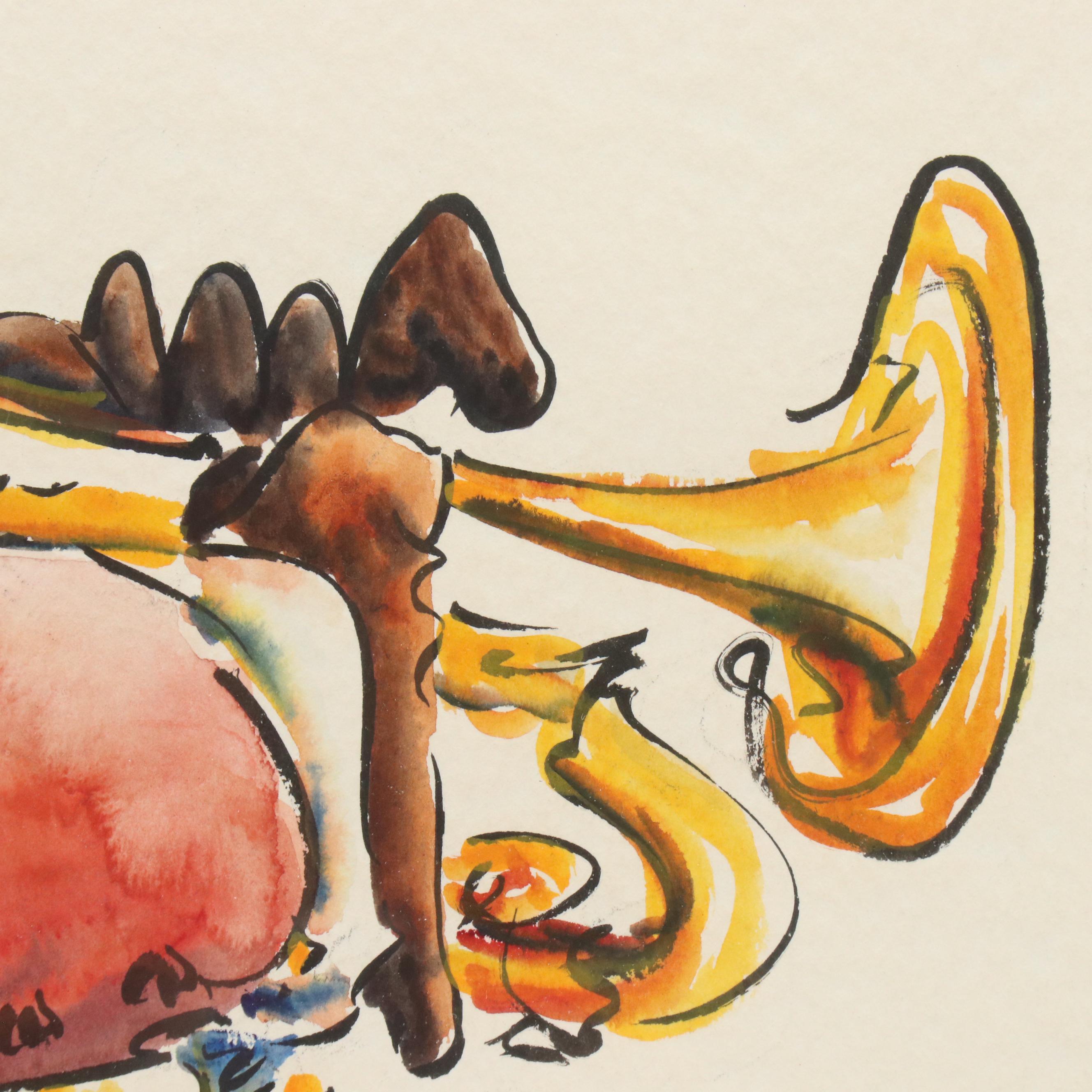 Michael Smiroldo Watercolor Painting of Trumpet Player