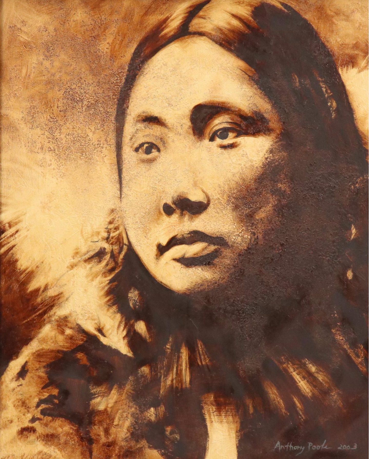 Anthony Poole Native American Portrait Acrylic Painting, 2003