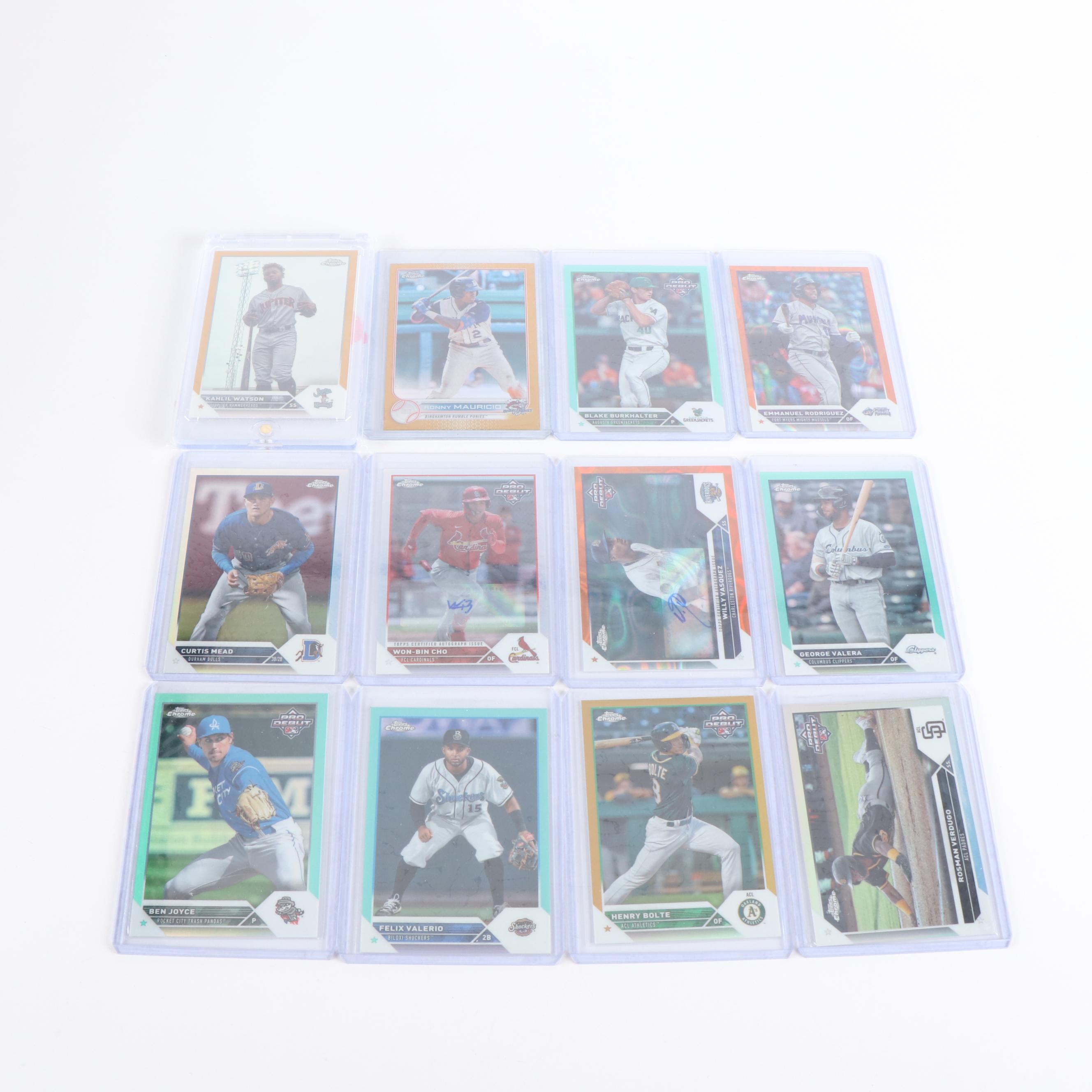 Topps Chrome with Other Baseball Cards Featuring Elly De La Cruz Prospect & More