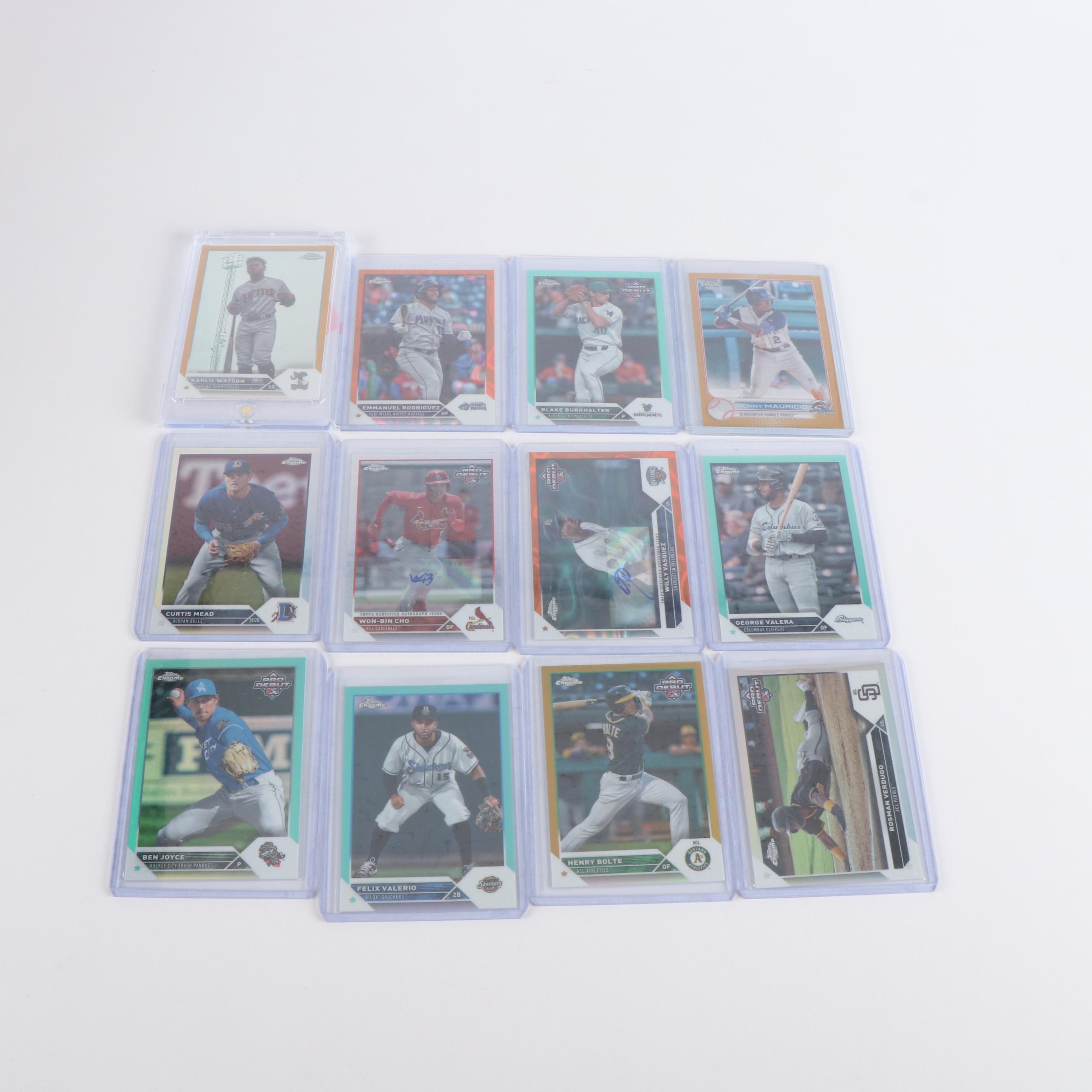 Topps Chrome with Other Baseball Cards Featuring Elly De La Cruz Prospect & More