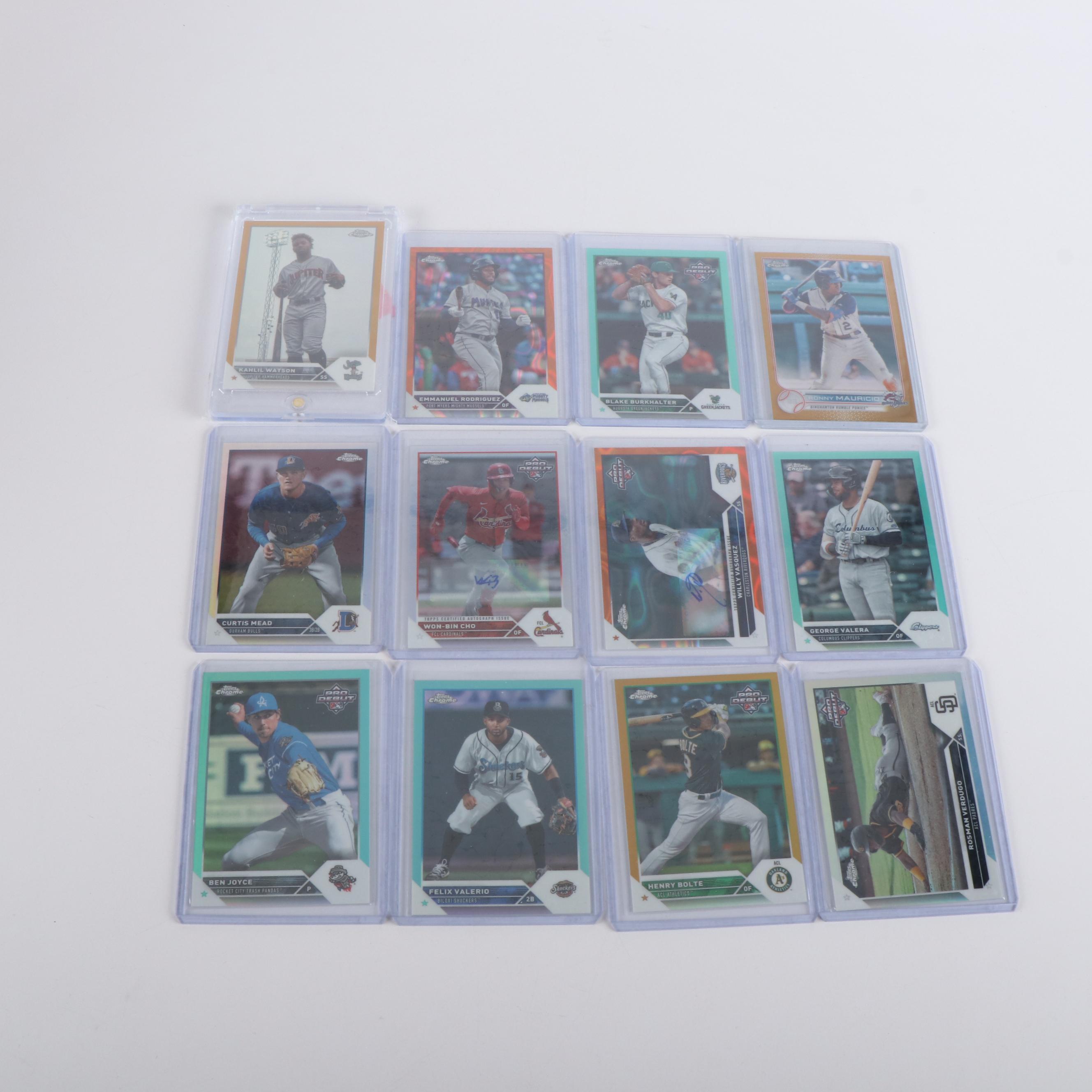 Topps Chrome with Other Baseball Cards Featuring Elly De La Cruz Prospect & More