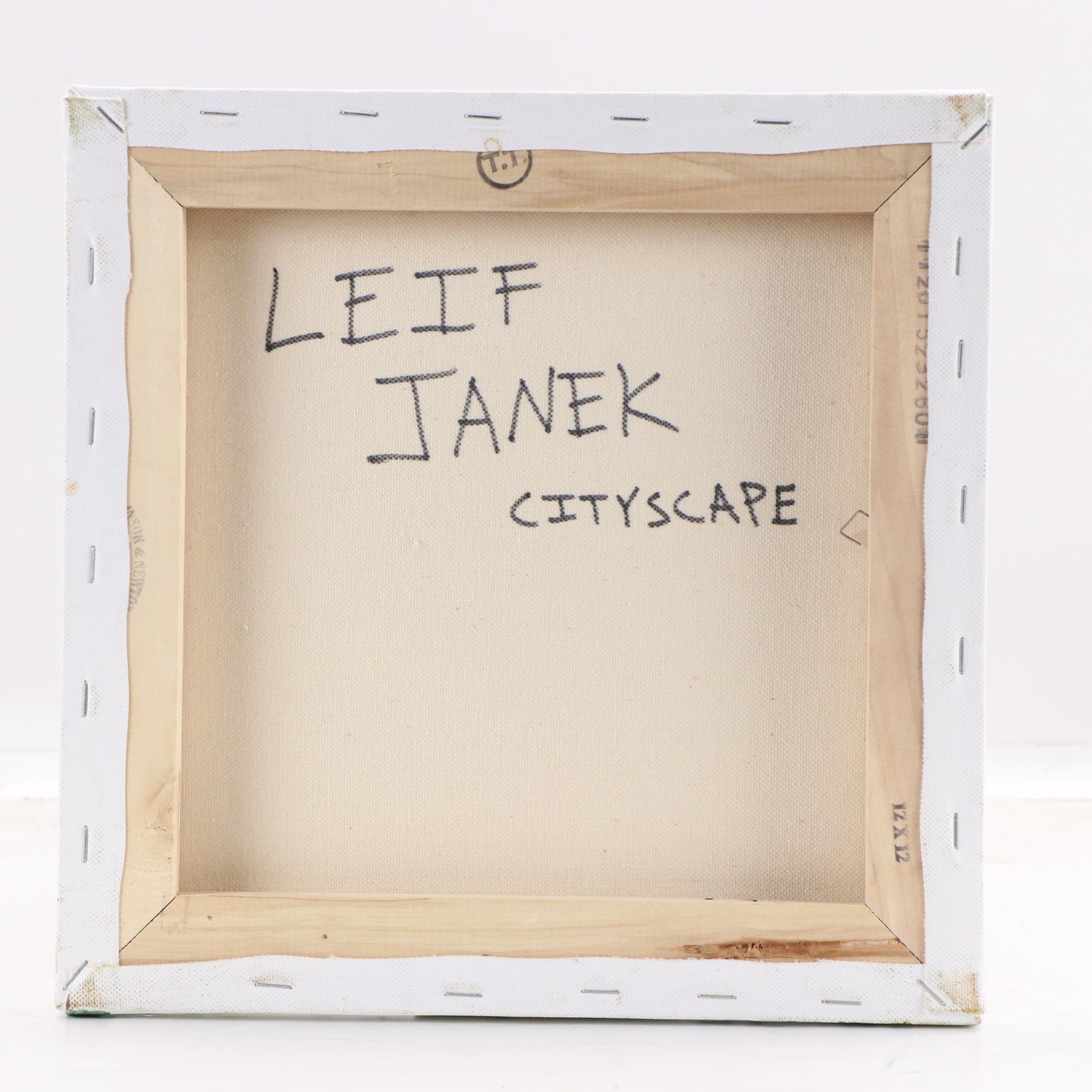 Leif Janek Abstract Acrylic Painting "Cityscape," 21st Century