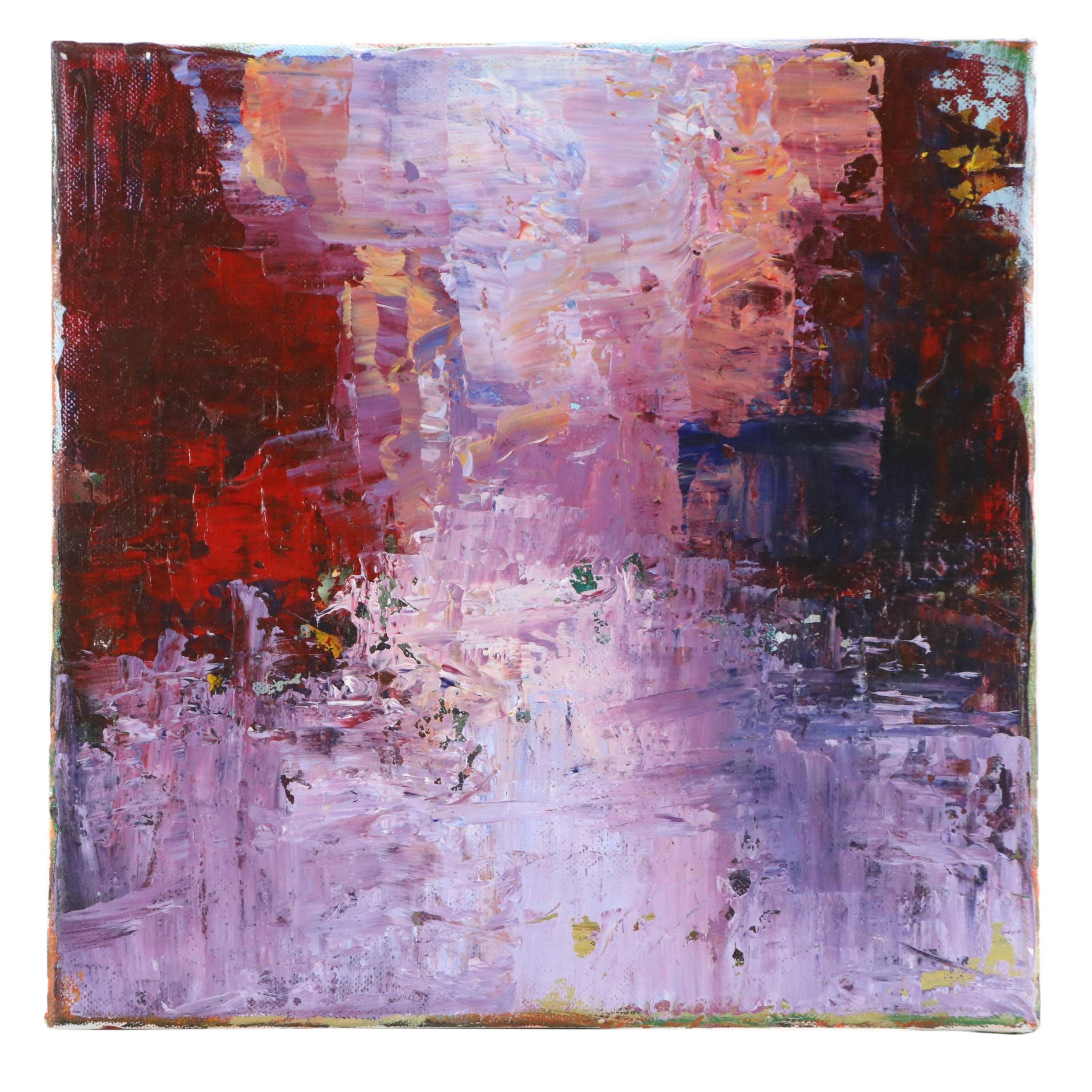 Leif Janek Abstract Acrylic Painting "Cityscape," 21st Century