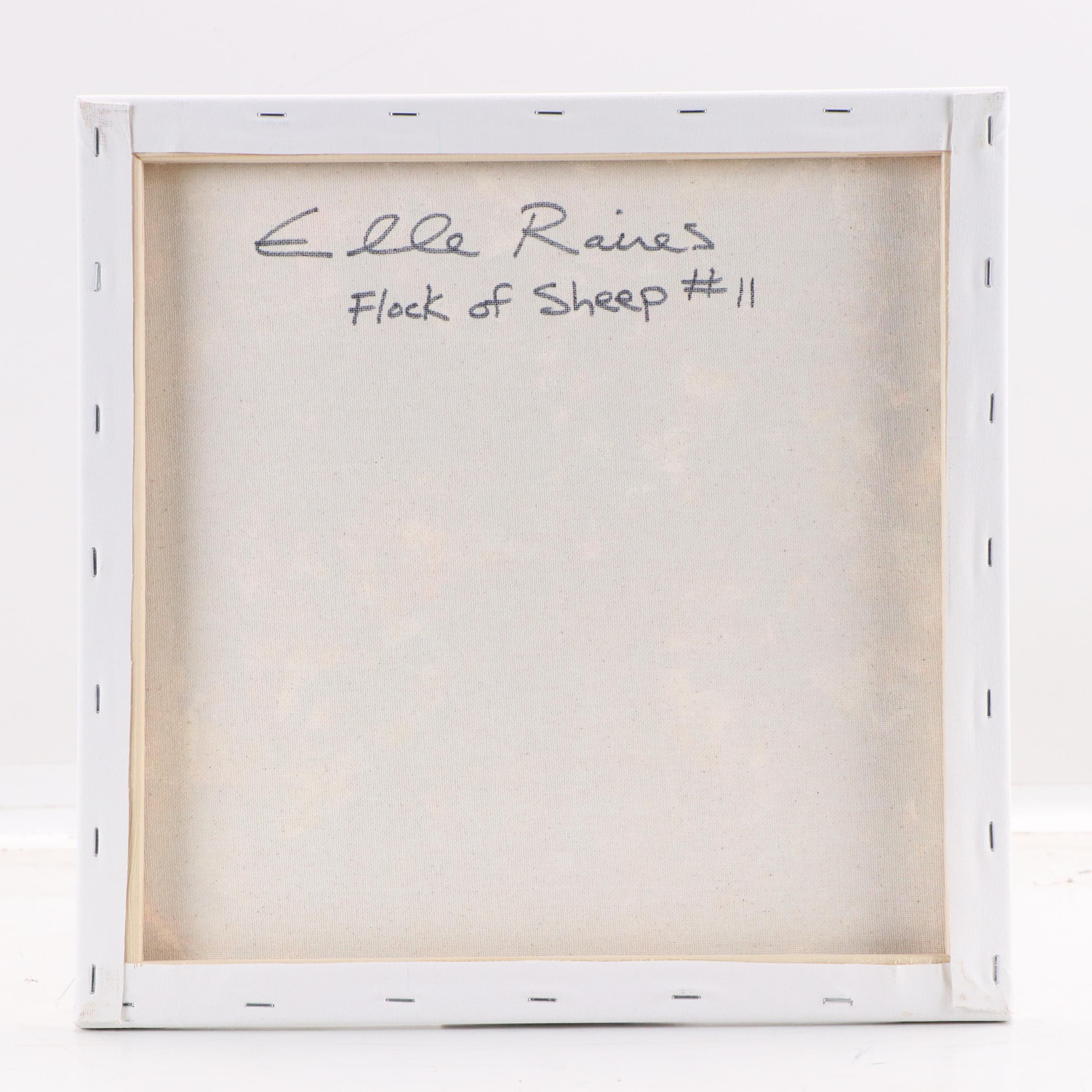 Elle Raines Stylized Acrylic Painting "Flock of Sheep #11," 21st Century