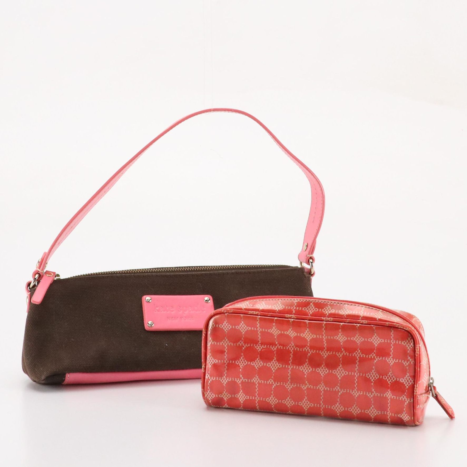 Kate Spade New York Canvas Baguette and Cosmetic Pouch