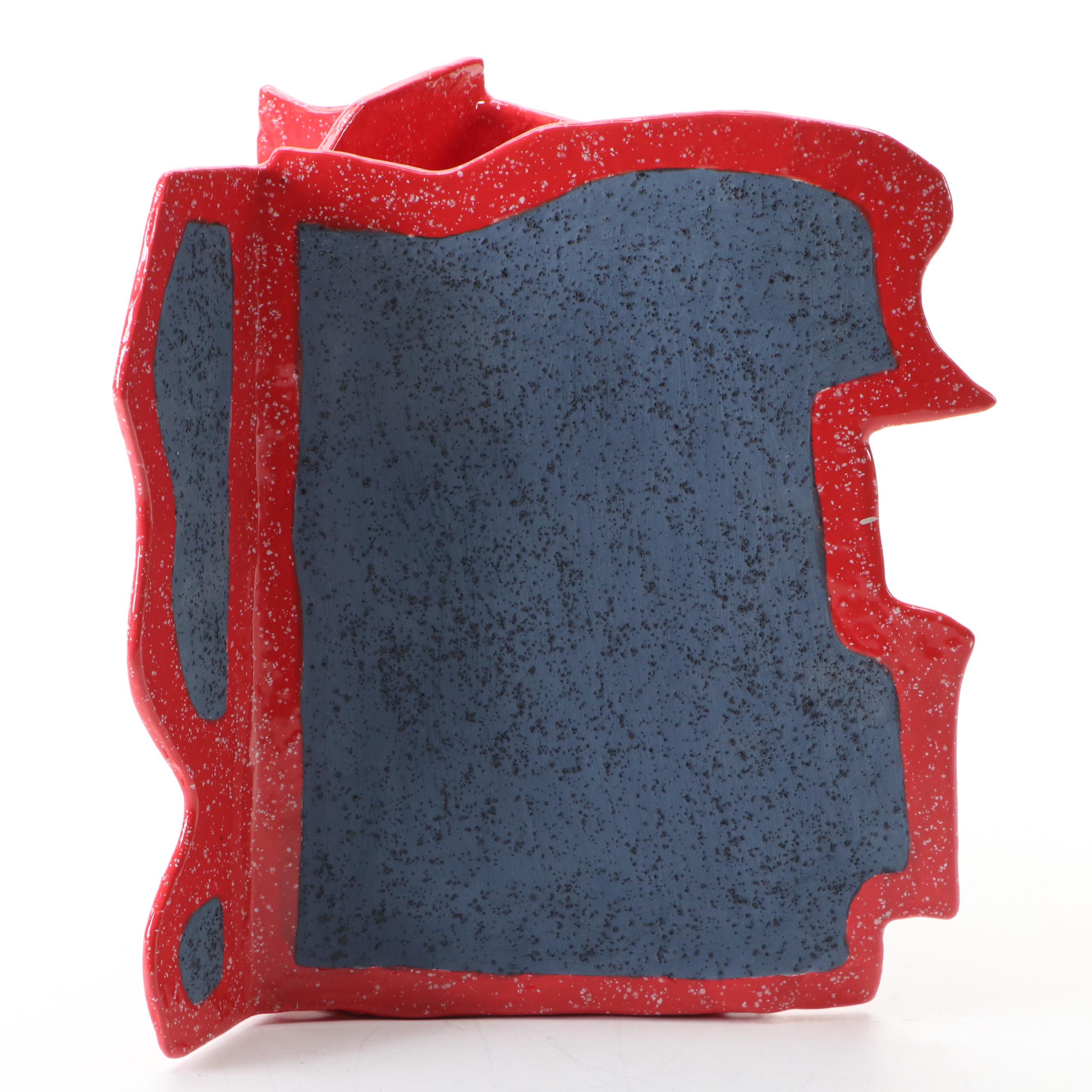 Hand-Painted Terracotta Head Sculptures with Vessel