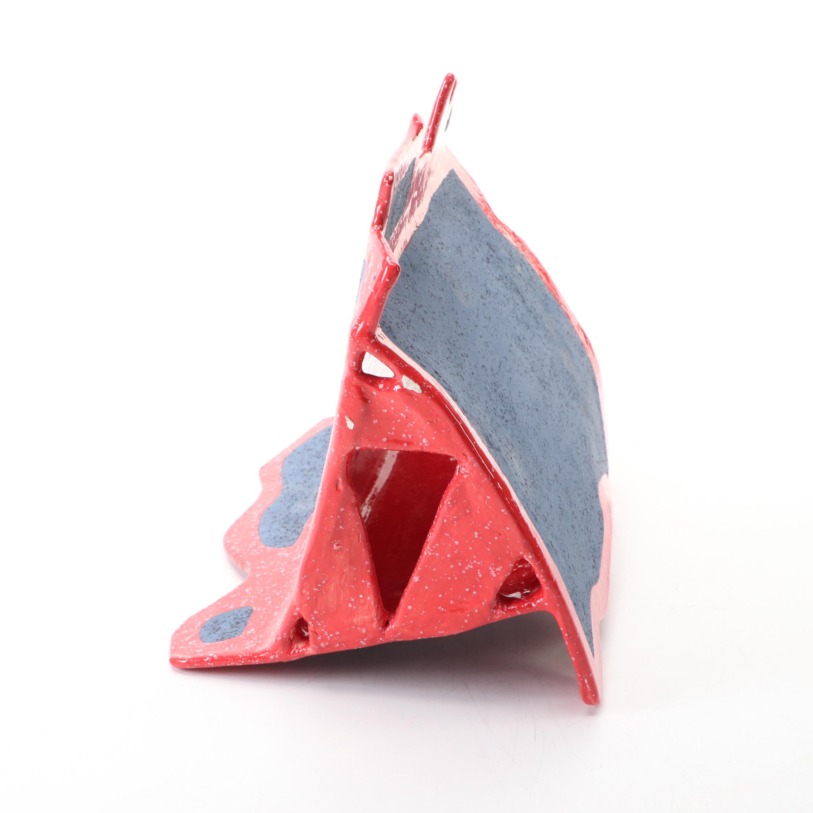 Hand-Painted Terracotta Head Sculptures with Vessel