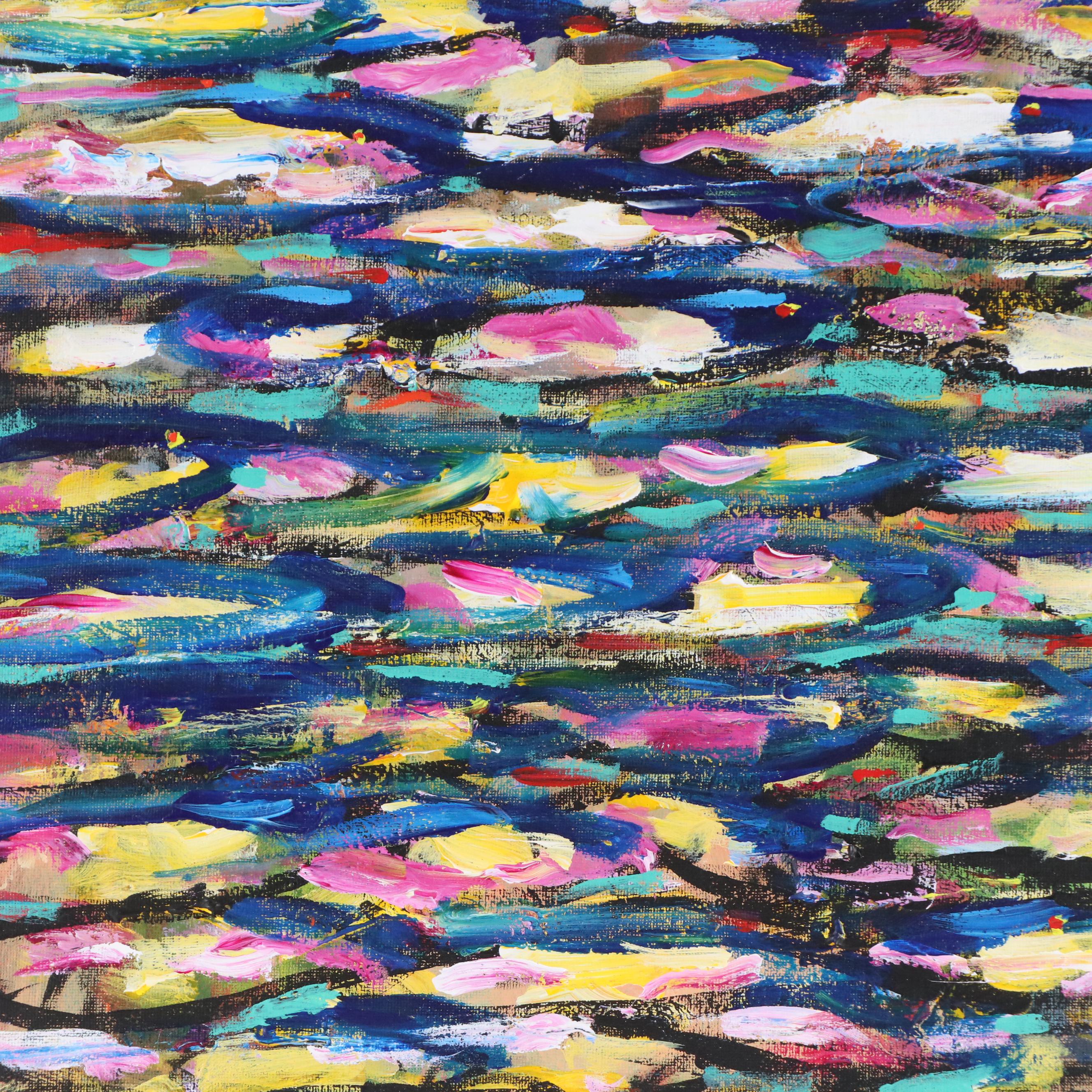 Elle Raines Stylized Acrylic Painting "School of Sardines #2," 21st Century
