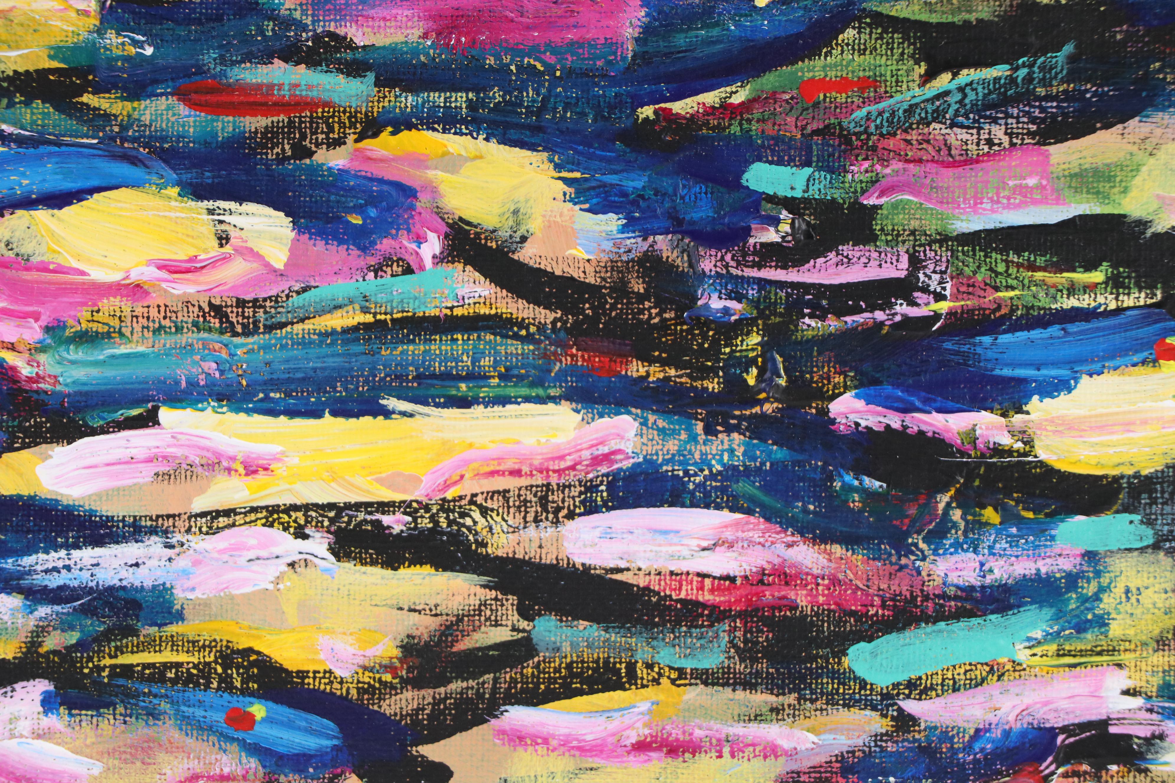 Elle Raines Stylized Acrylic Painting "School of Sardines #2," 21st Century