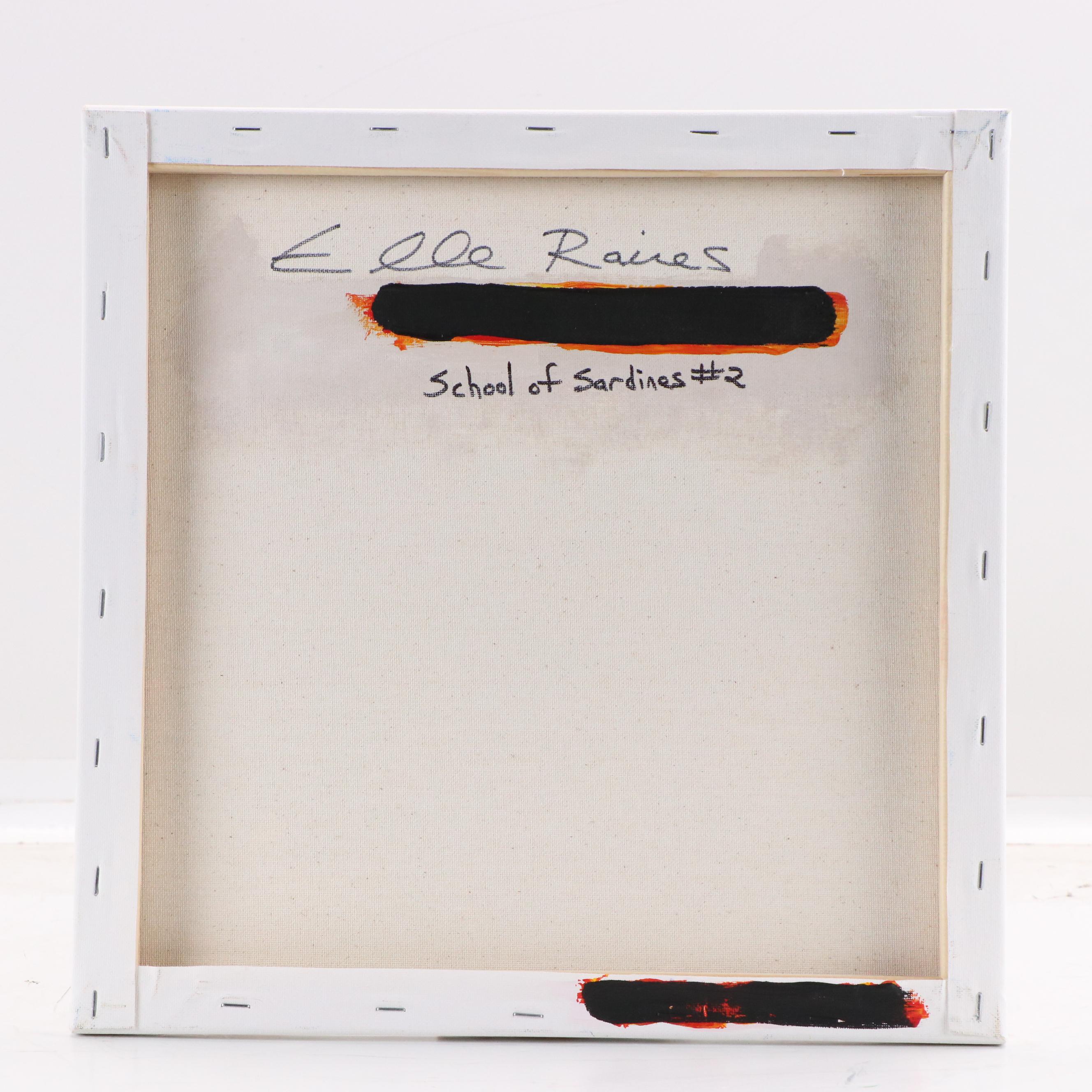 Elle Raines Stylized Acrylic Painting "School of Sardines #2," 21st Century