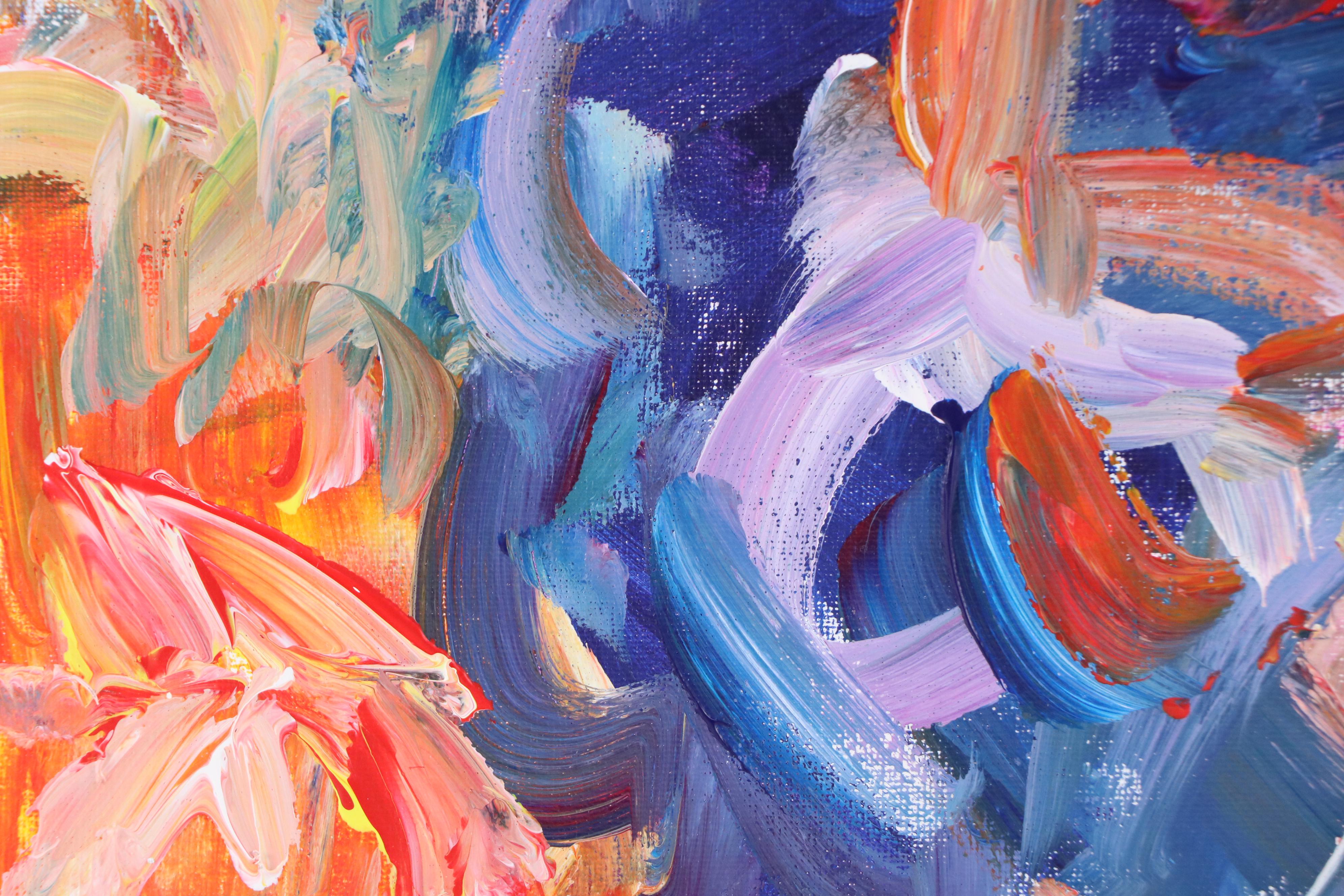 Elle Raines Stylized Acrylic Painting "Cow," 21st Century