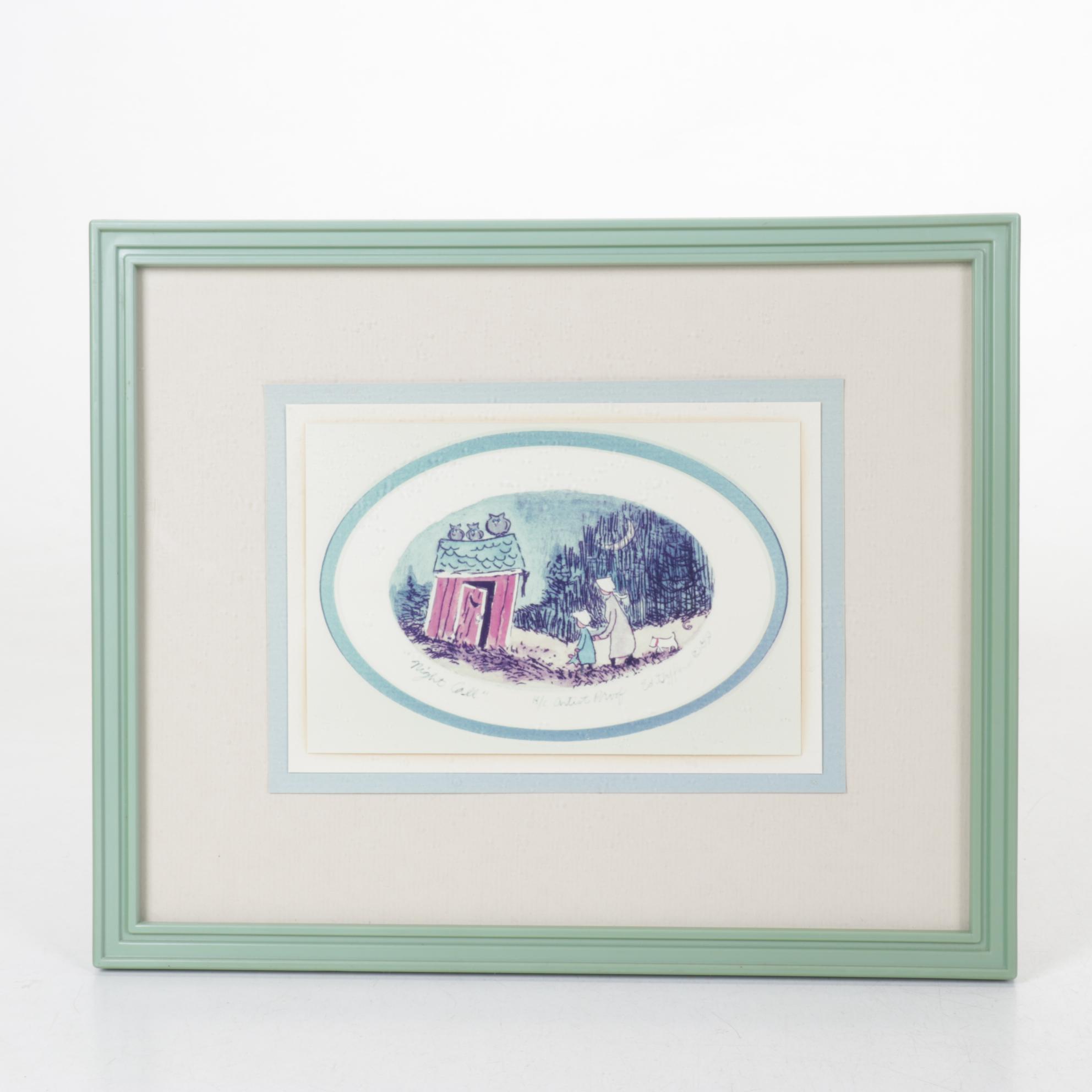 "Night Call" Framed Print & Outhouse Tea Light Cover