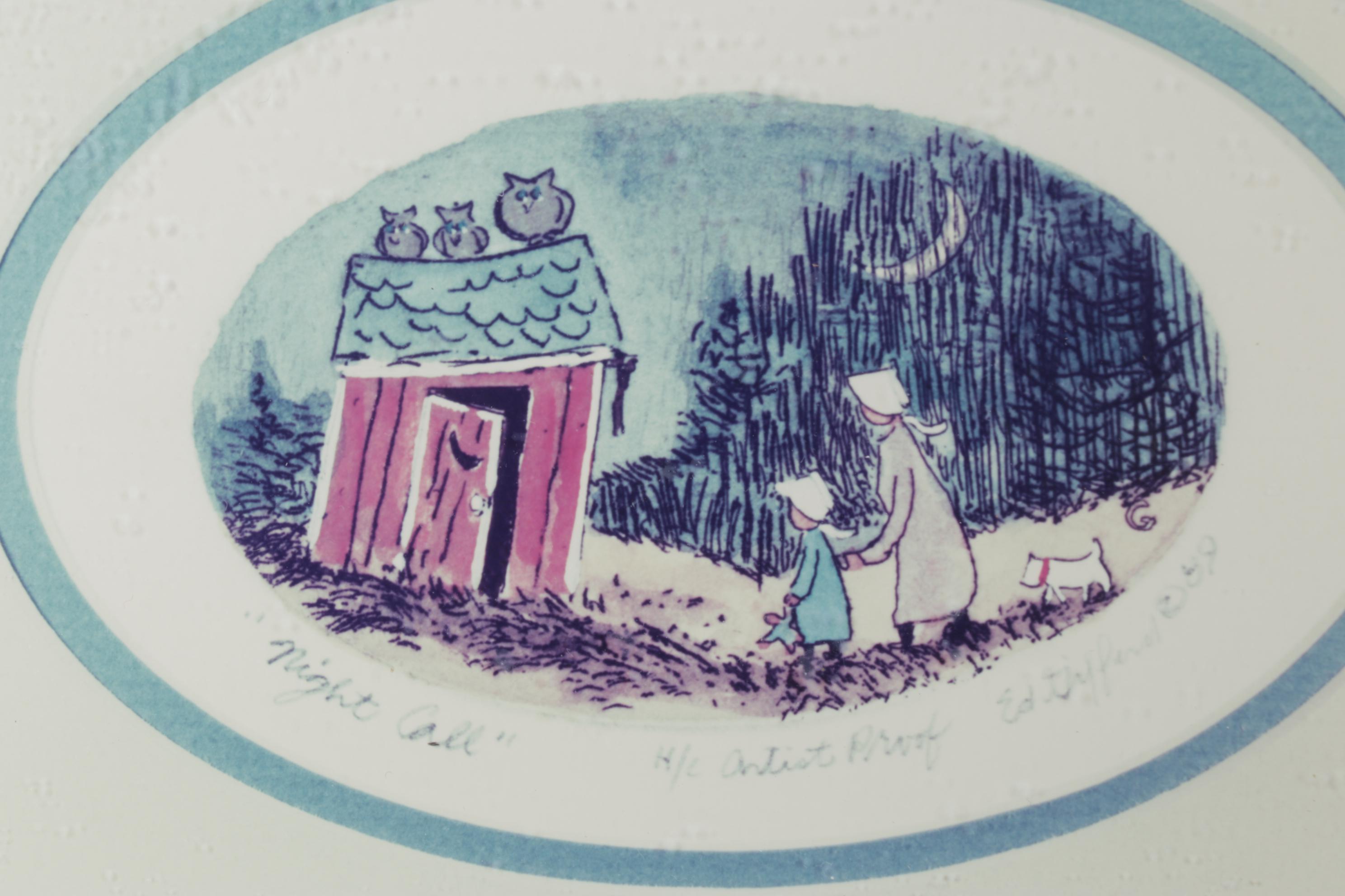 "Night Call" Framed Print & Outhouse Tea Light Cover