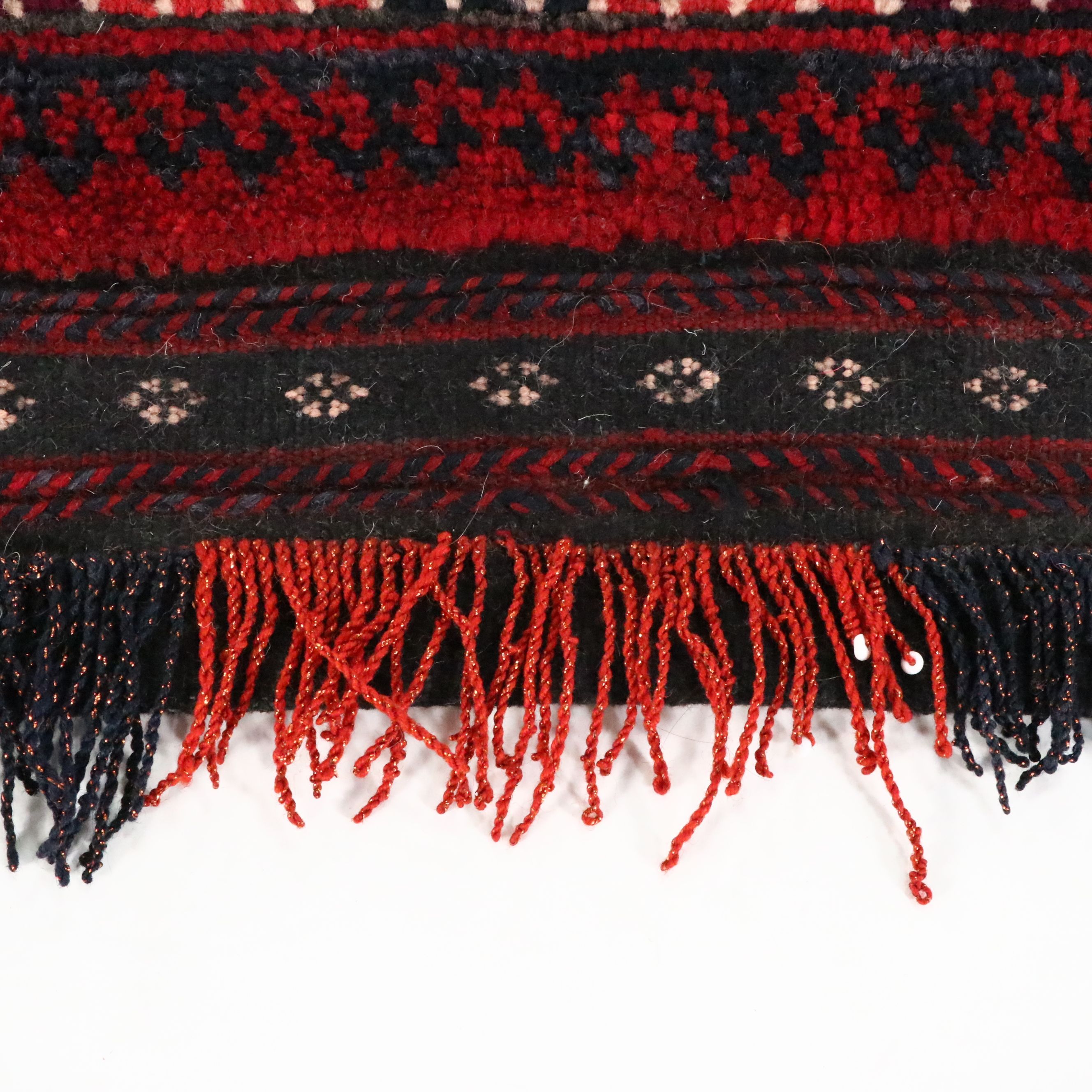 Hand-Knotted Afghan Baluch Balisht Bag Cushion Cover with Beadwork