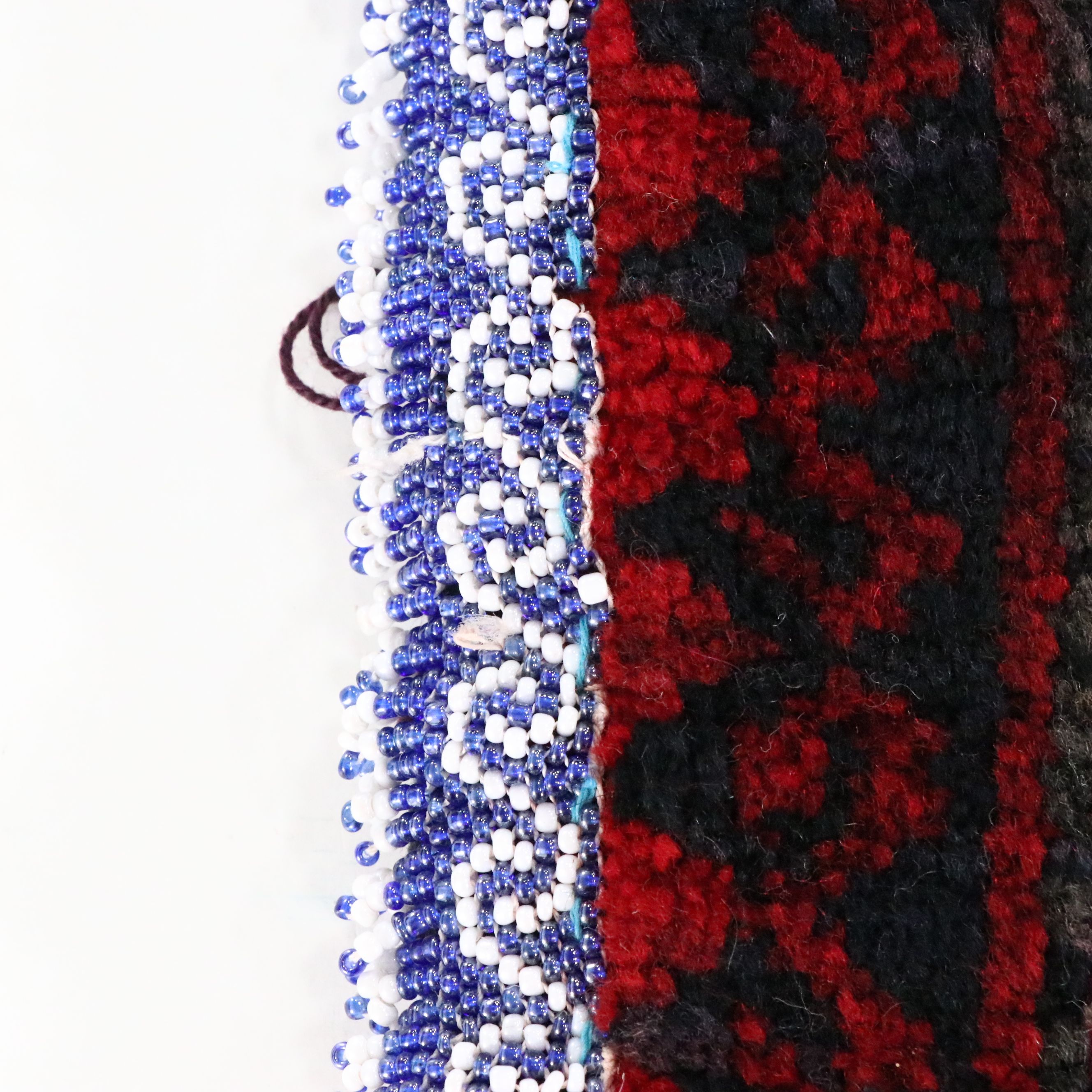 Hand-Knotted Afghan Baluch Balisht Bag Cushion Cover with Beadwork