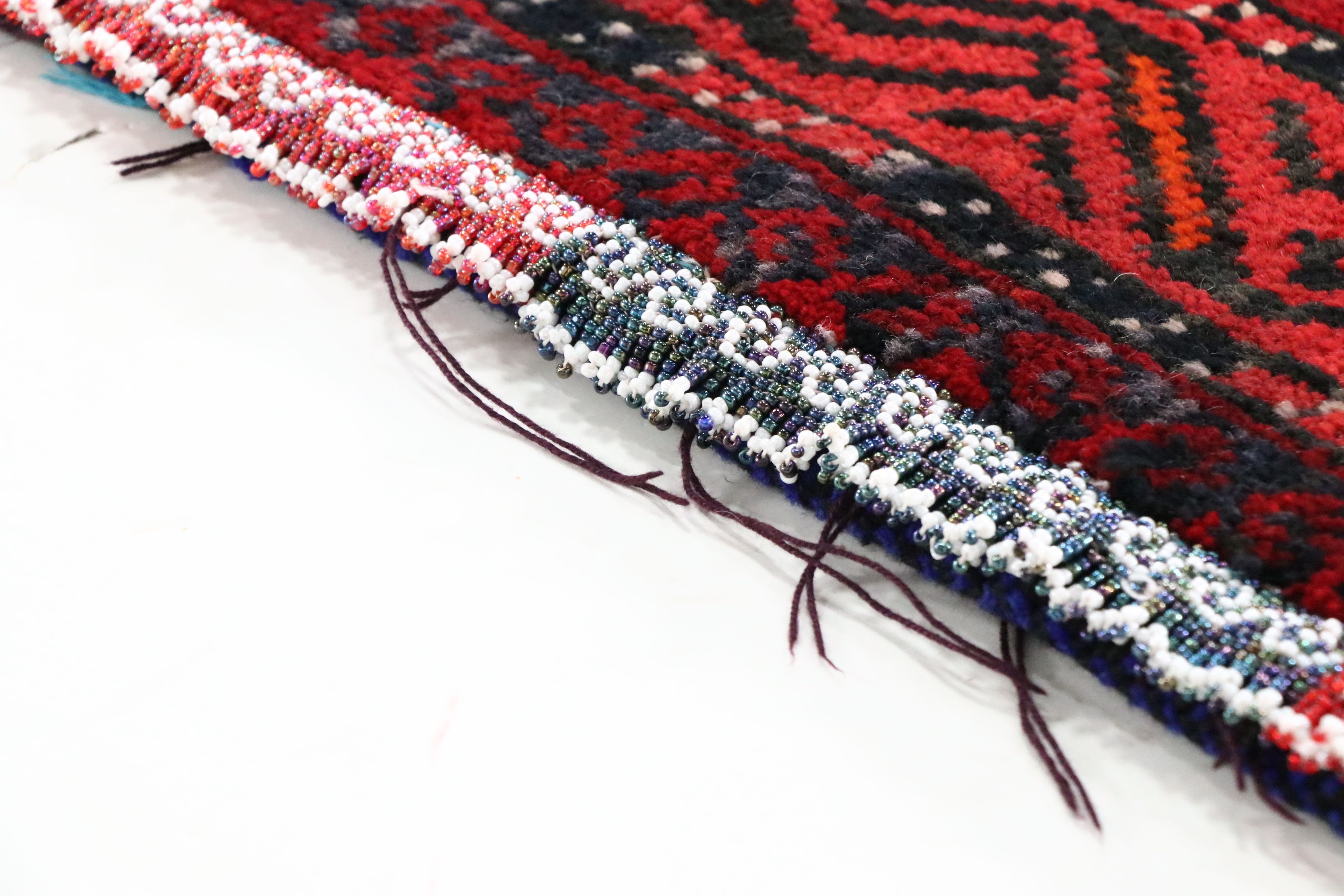 Hand-Knotted Afghan Baluch Balisht Bag Cushion Cover with Beadwork