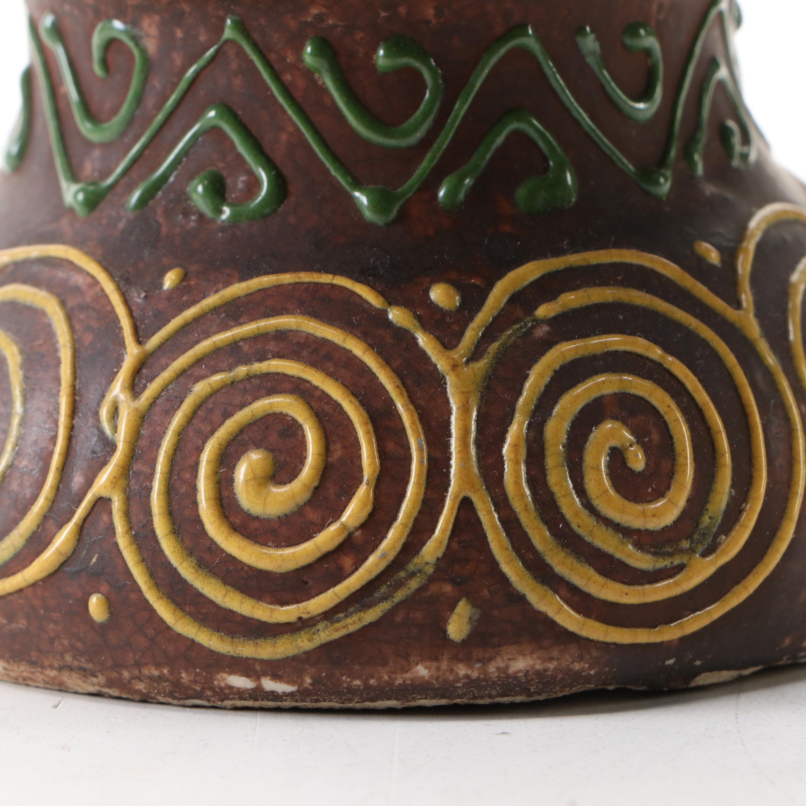 Japanese Moriage Slip Decorated Floor Vase