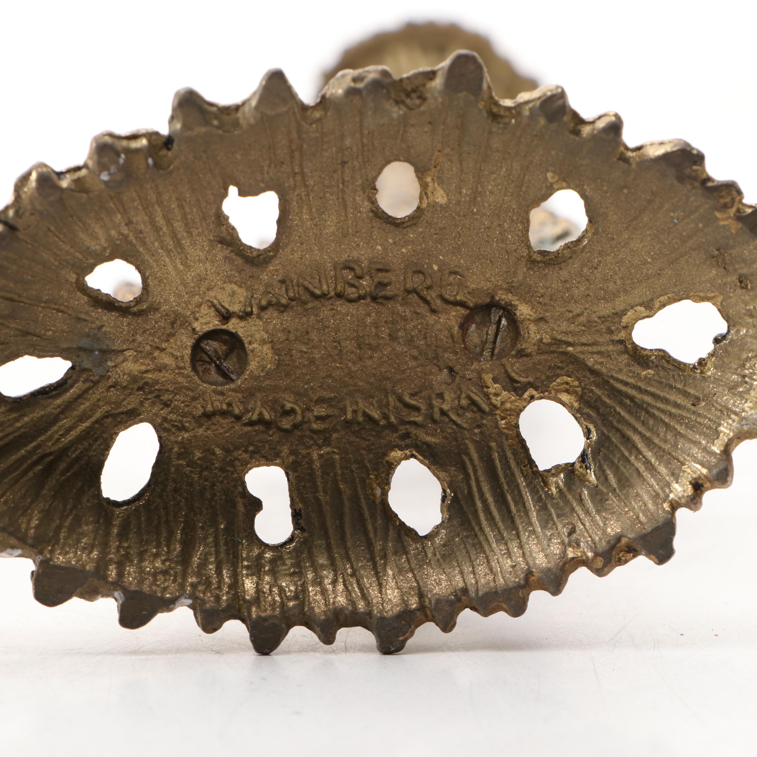 Pair of Wainberg Israeli Brass Shabbat Candlesticks, Mid-20th Century