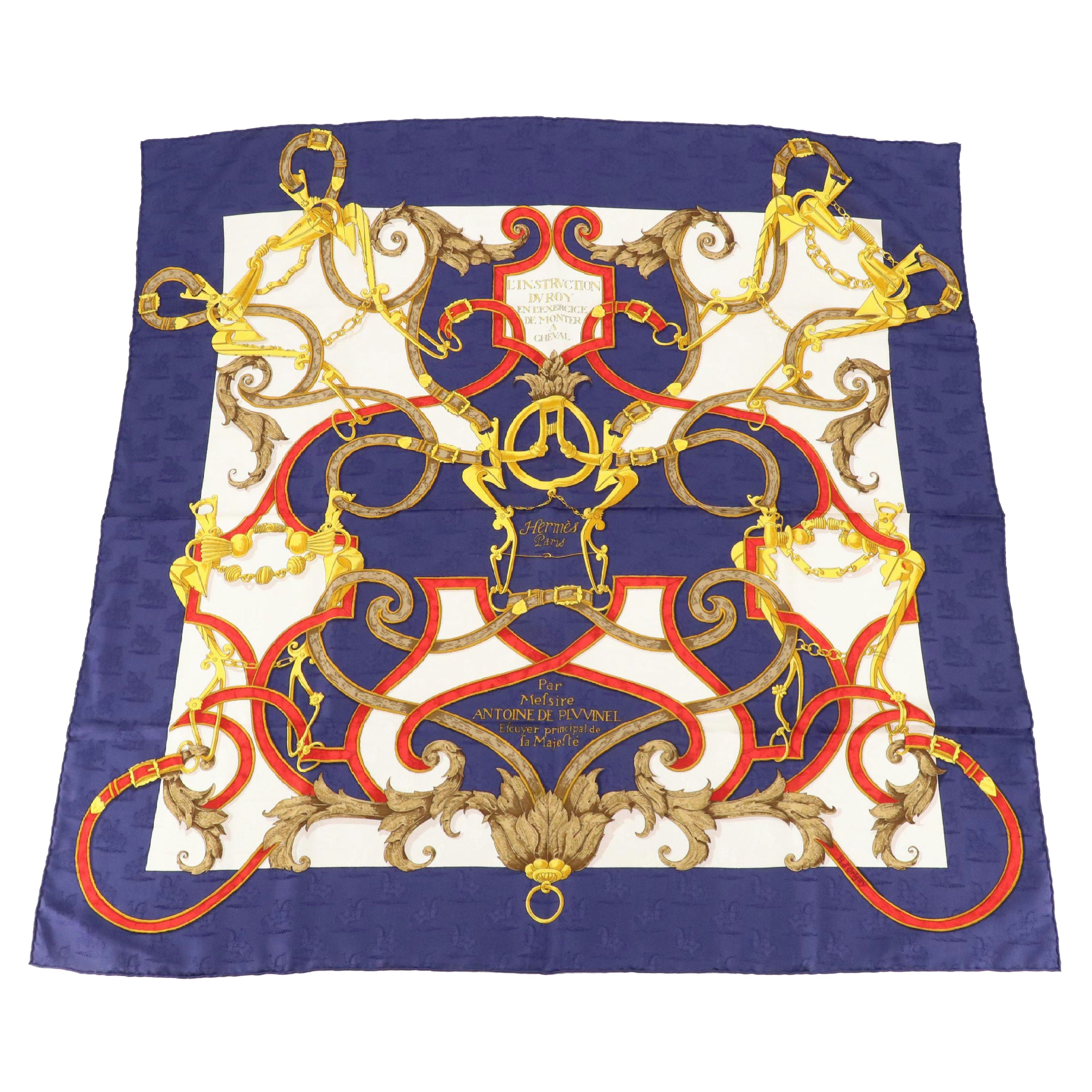 Hermès ""L'instrvction DV Roy En L'exercise... Cheval" Scarf 90 in Jacquard Silk