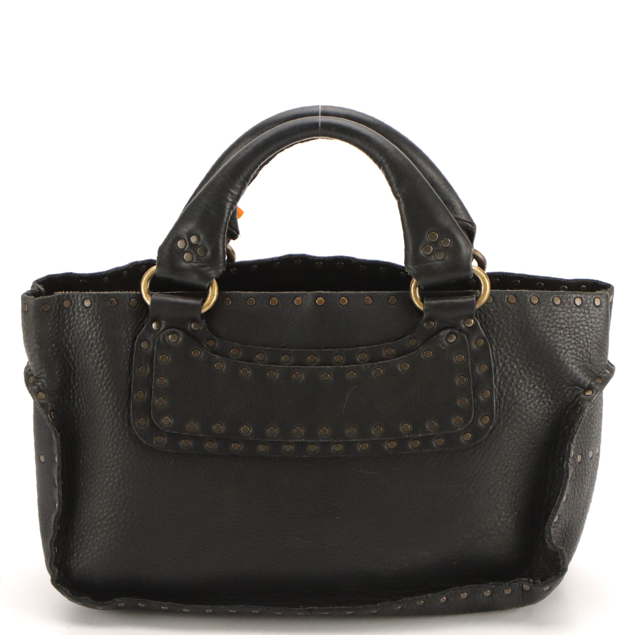 Celine Studded Boogie Bag in Black Grained Calfskin Leather