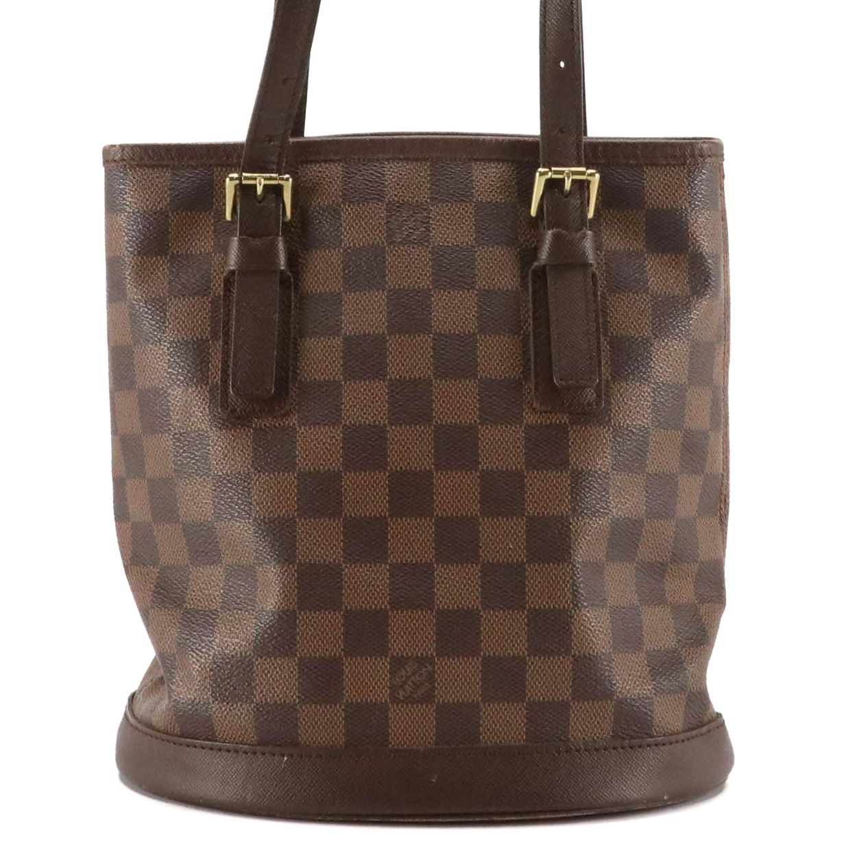 Louis Vuitton Marais Bucket Bag in Damier Ebene Canvas and Brown Leather