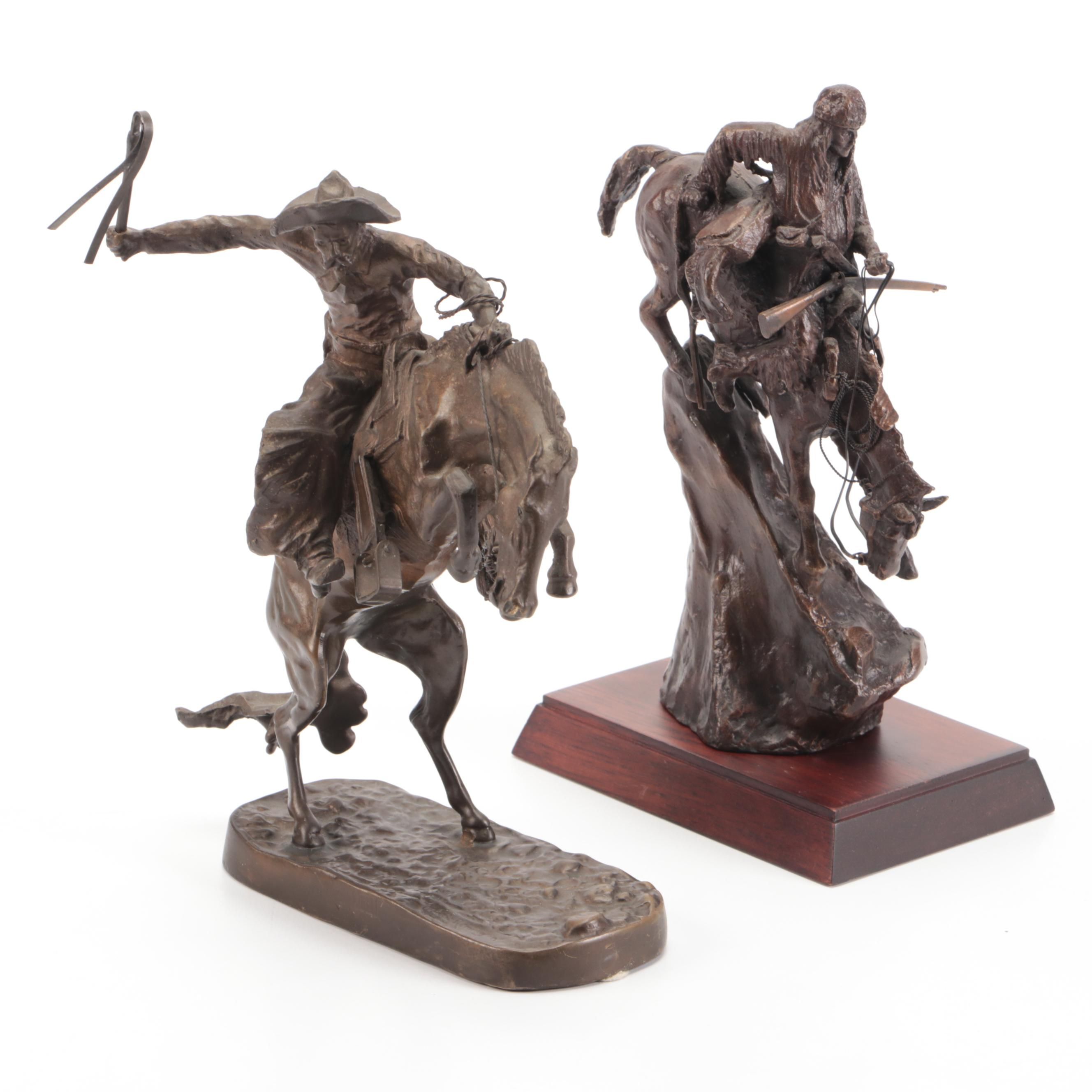 "The Mountain Man" and "Bronco Buster" After Frederic Remington