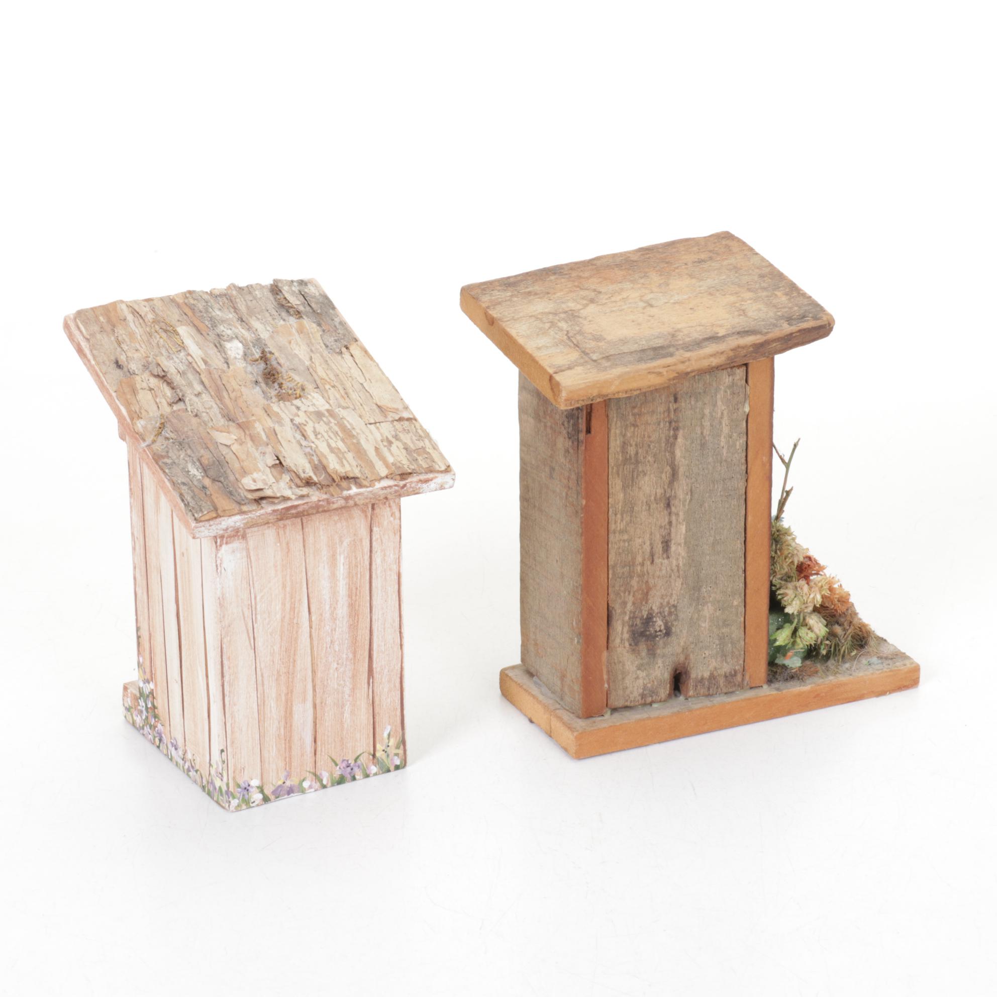 Hand-Crafted Folk Art Outhouse Figurines & Decor