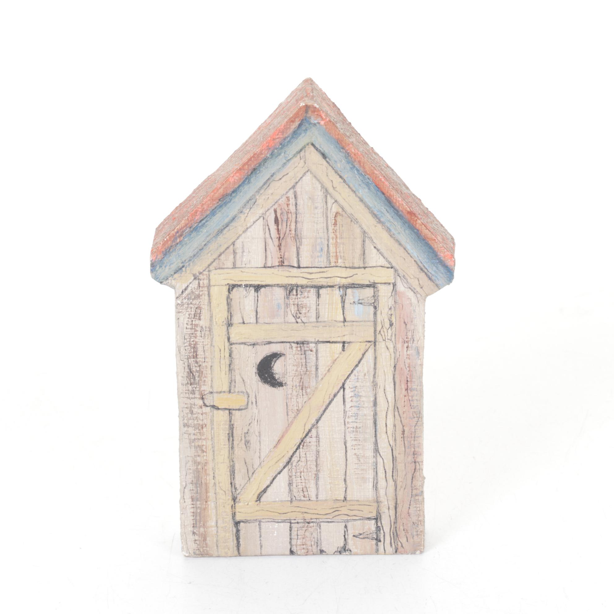 Hand-Crafted Folk Art Outhouse Figurines & Decor