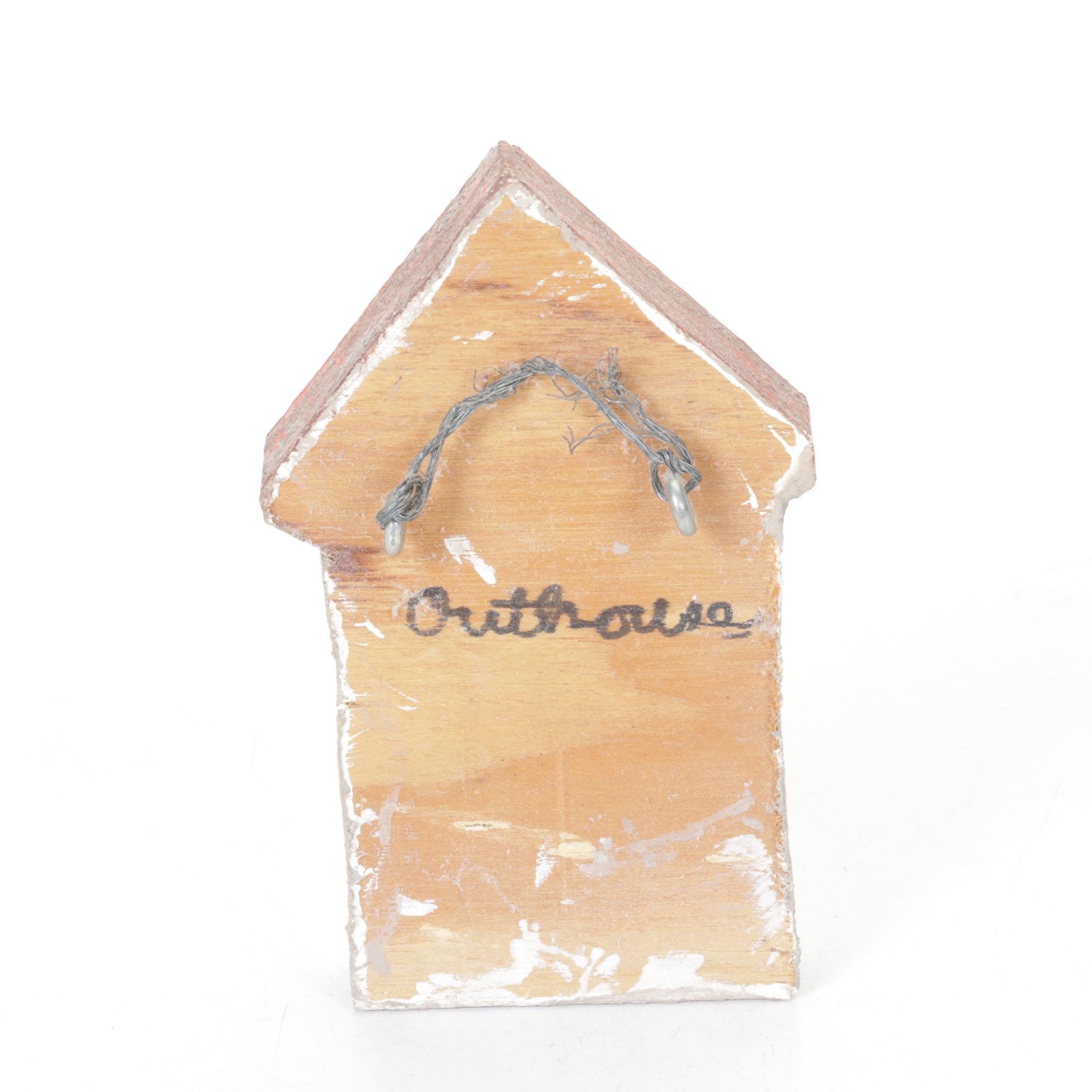 Hand-Crafted Folk Art Outhouse Figurines & Decor