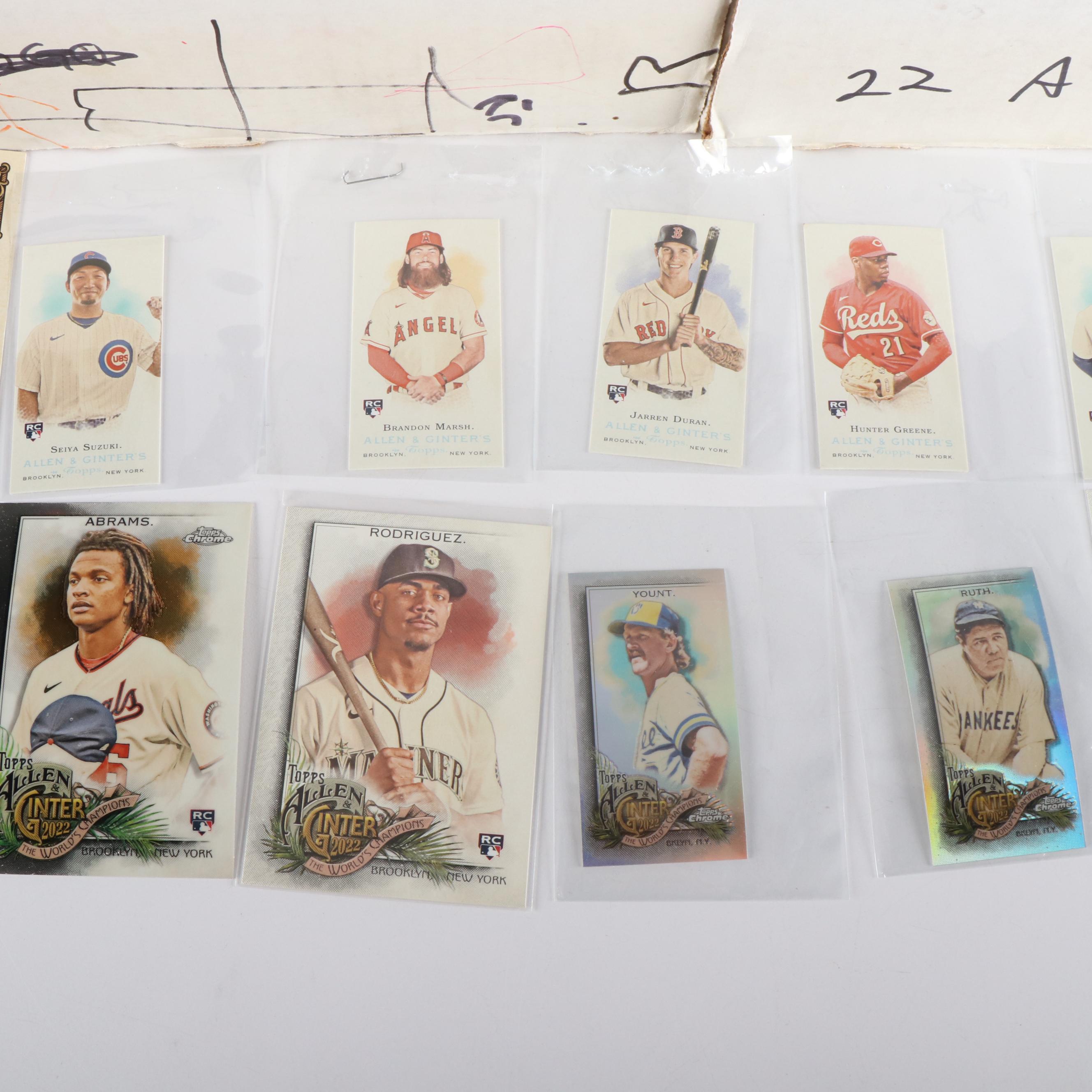 Topps Allen & Ginter Baseball Cards Featuring Hunter Green Mini Rookie and More