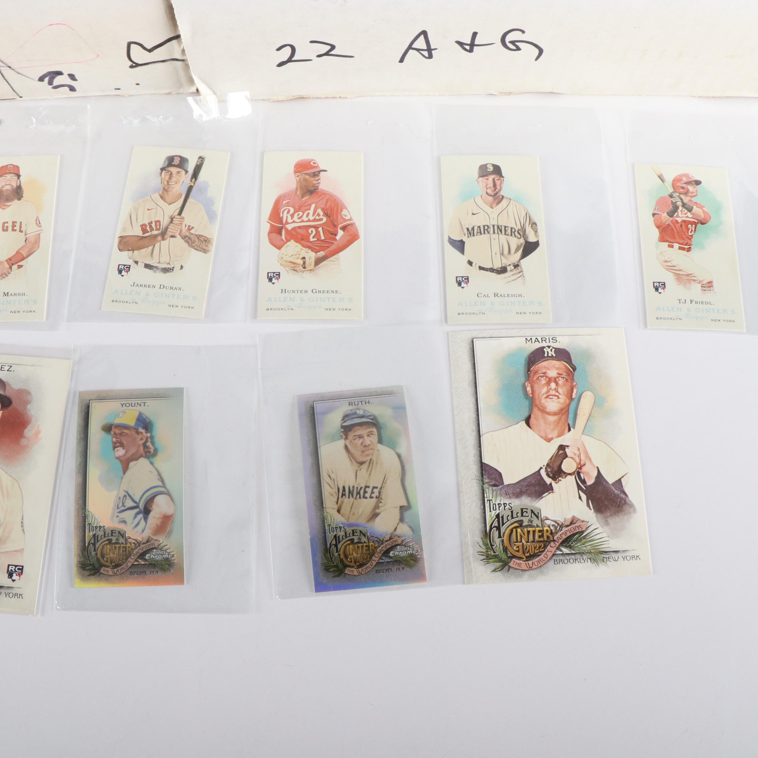 Topps Allen & Ginter Baseball Cards Featuring Hunter Green Mini Rookie and More