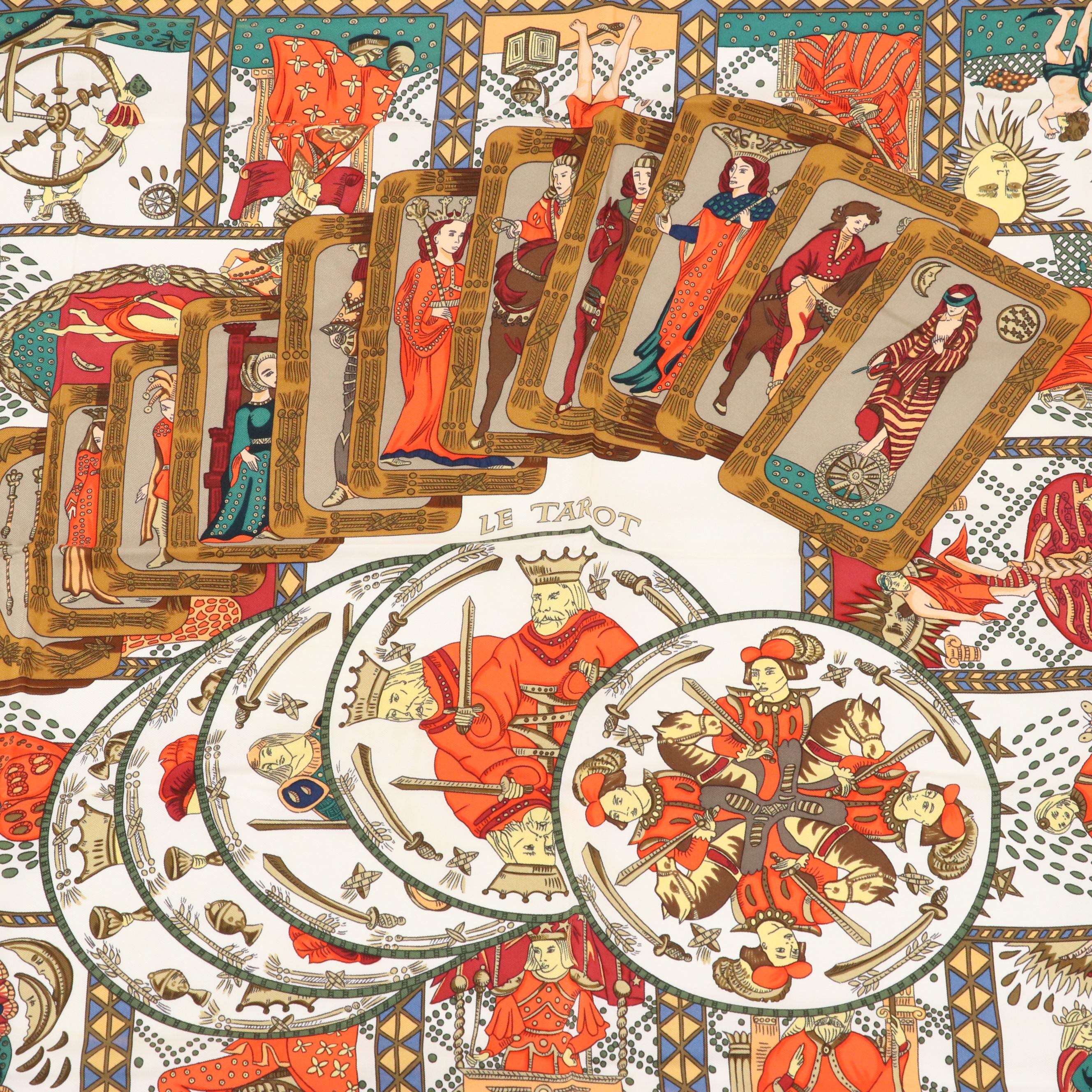 Hermès "Le Tarot" Scarf 90 in Silk Twill