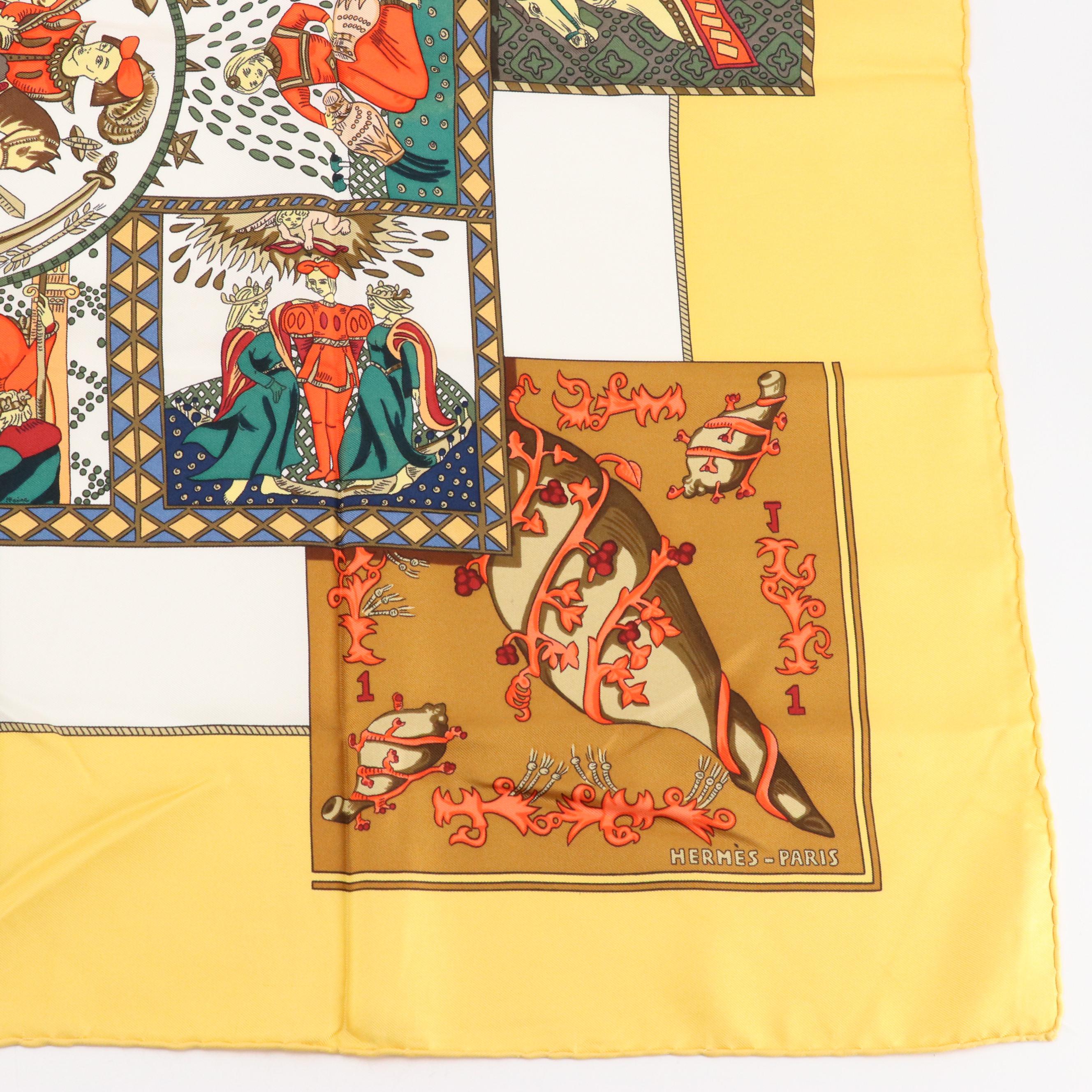 Hermès "Le Tarot" Scarf 90 in Silk Twill